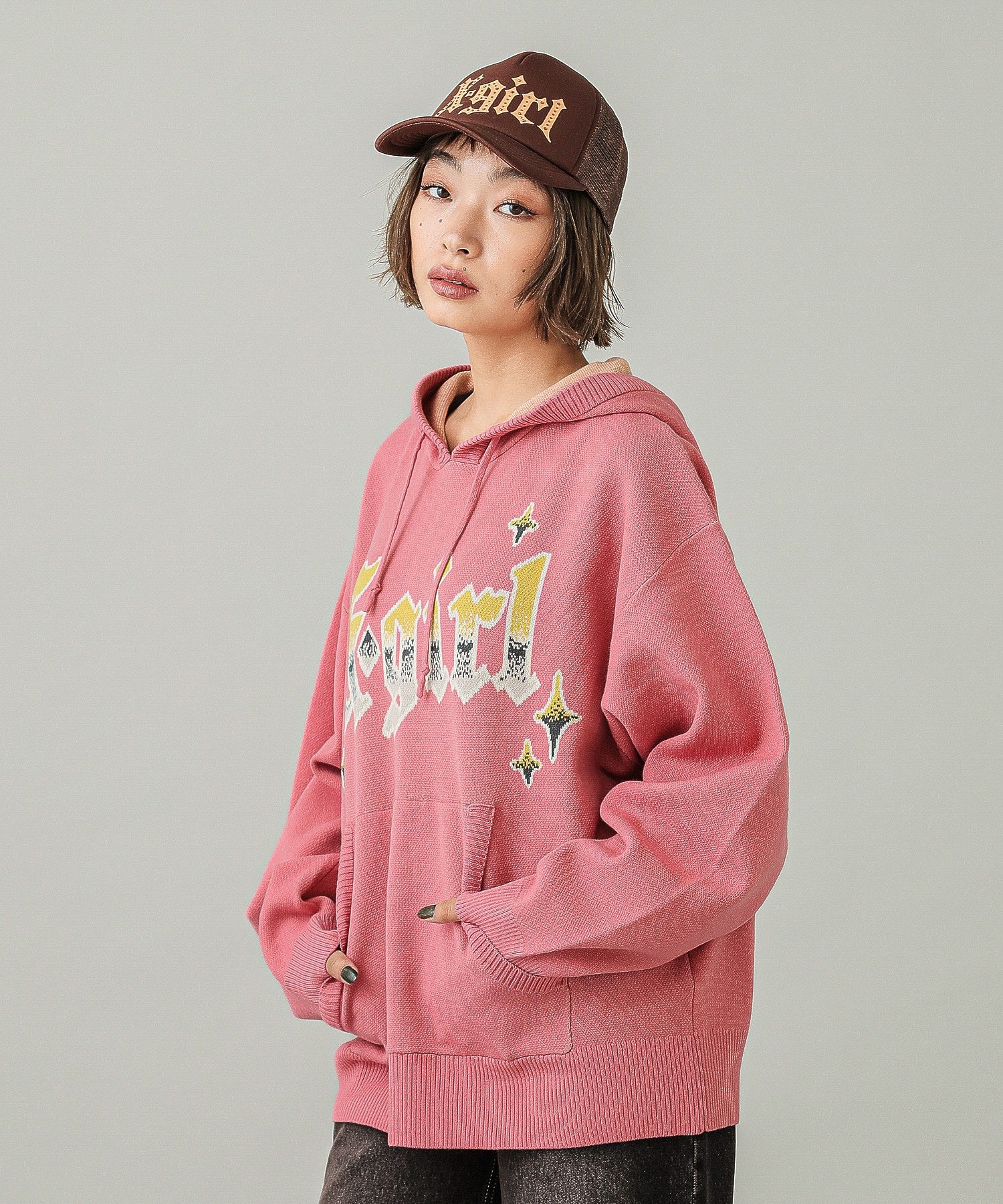 GRADIENT LOGO JACQUARD KNIT HOODIE