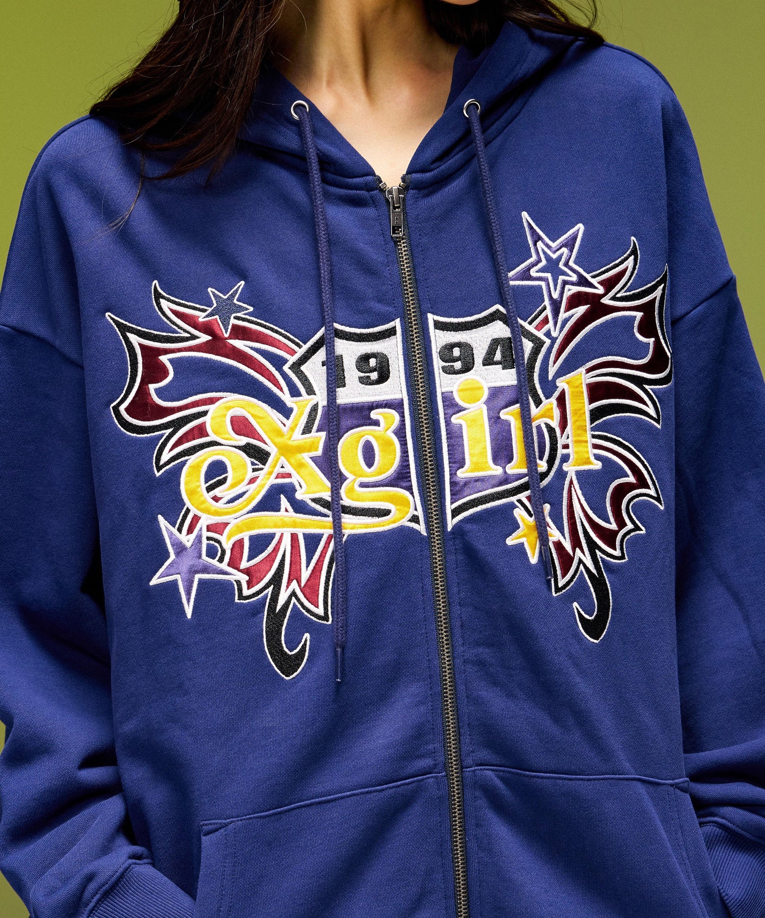 BUTTERFLY EMBLEM ZIP UP SWEAT HOODIE