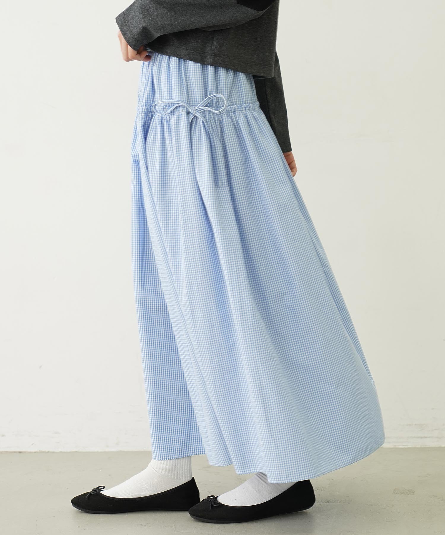 GINGHAM CHECK VOLUME SKIRT