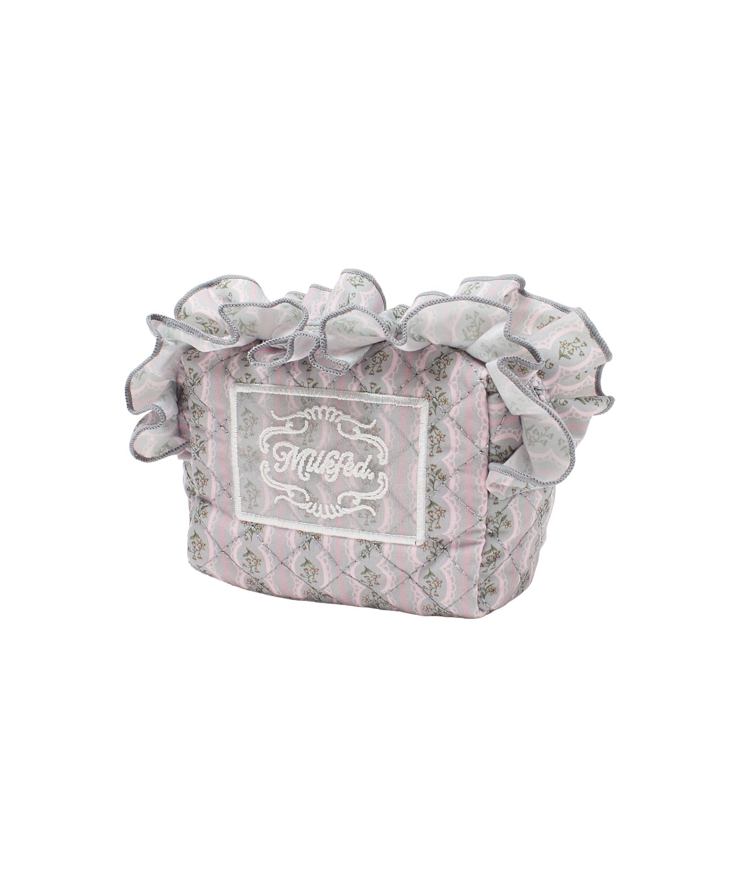 STRIPED FLOWER QUILTED POUCH