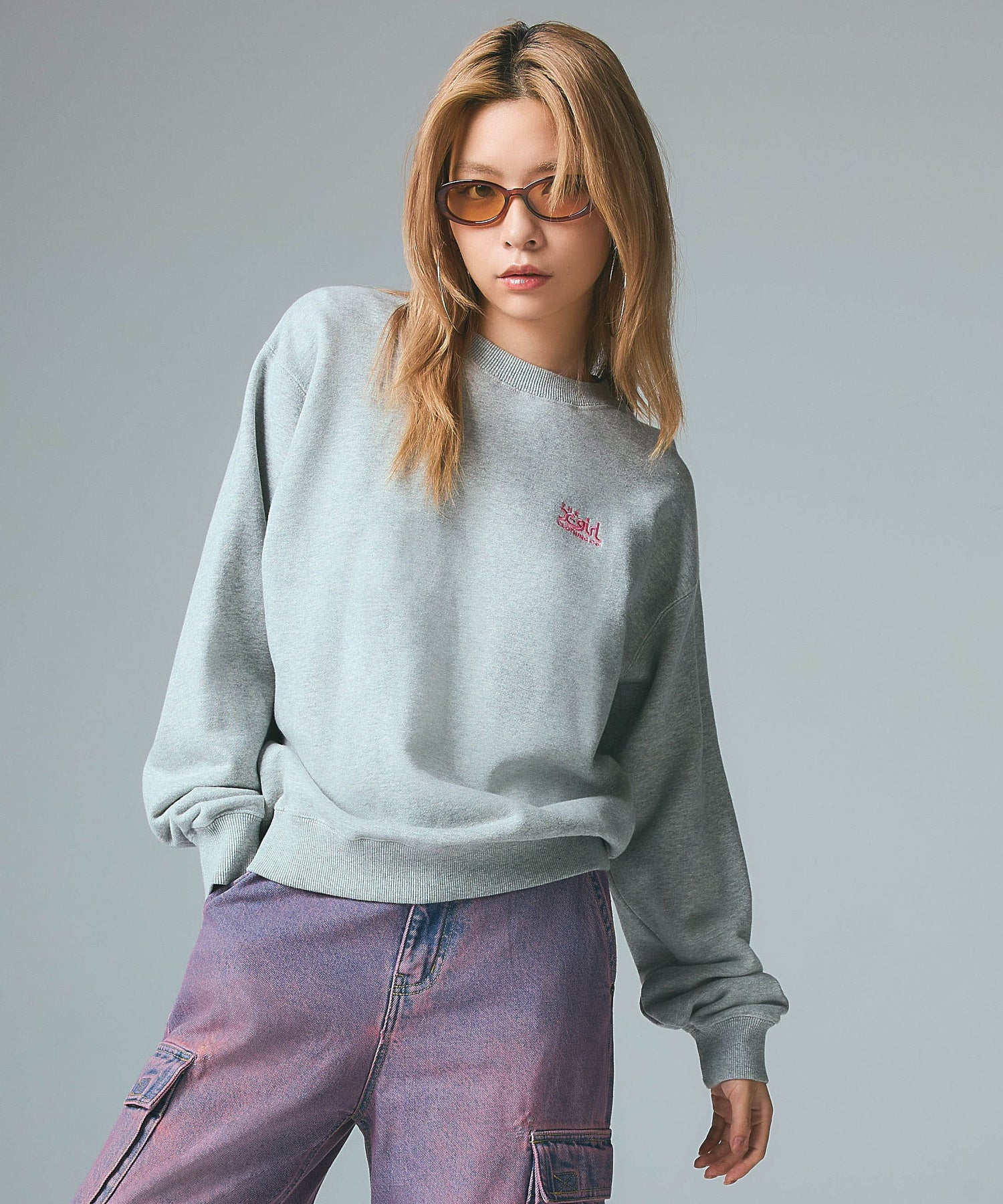 NEON BOX EMBROIDERED LOGO SWEAT TOP