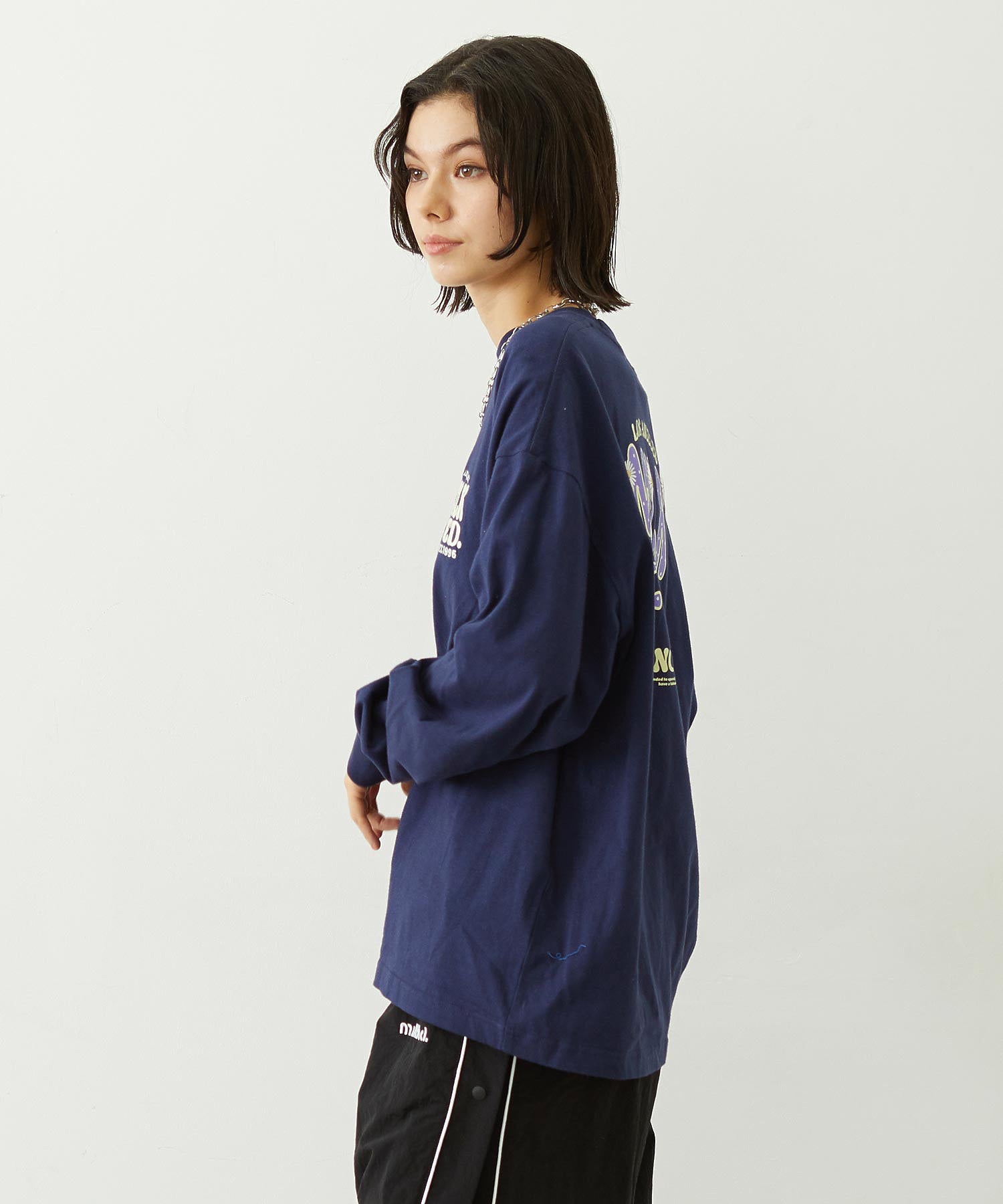 FLOWER DOT PATTERN LOGO WIDE L/S TEE
