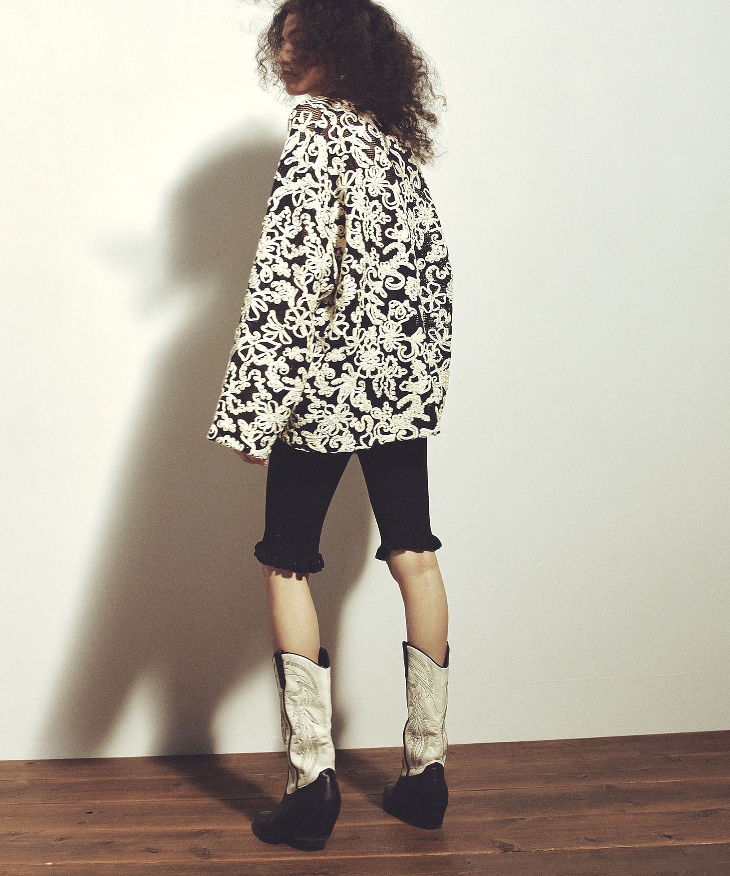 CREOLME/LAME KNIT HALF PANTS