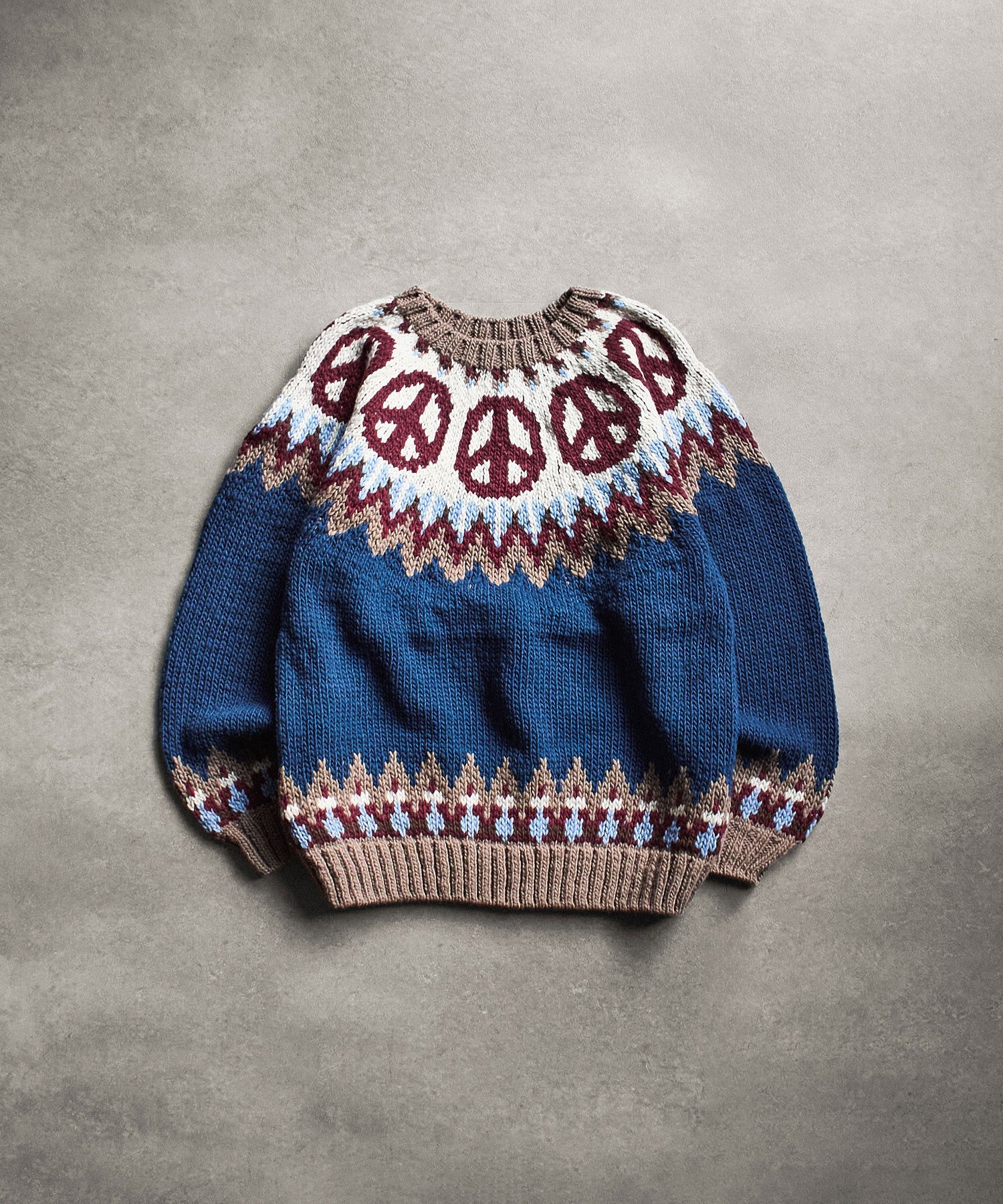 HAVE A GRATEFUL DAY/PEACE PATTERN KNIT CREW