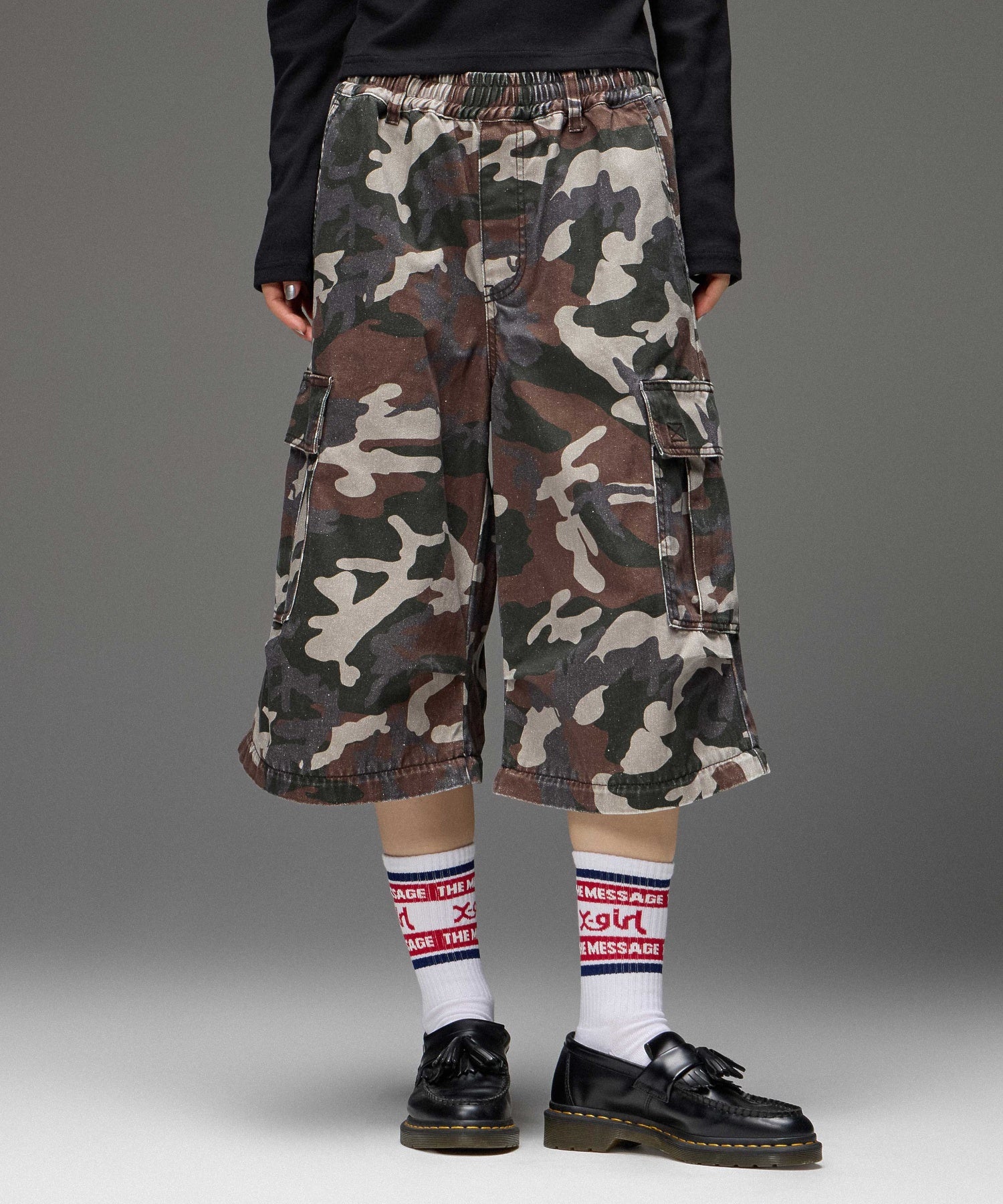 JERSEY MIX 2WAY WIDE LEG CARGO PANTS