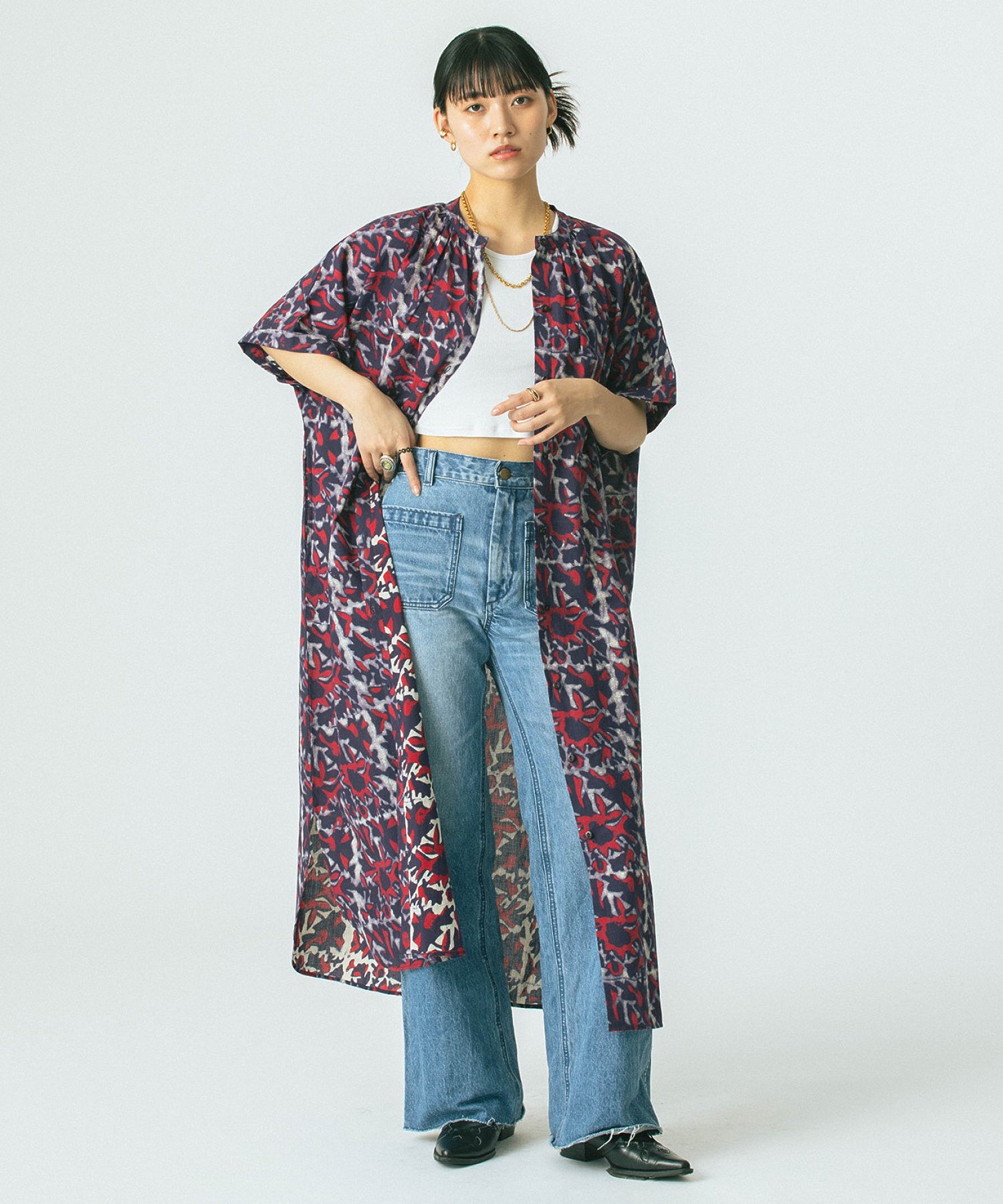INDIGO FLOWER SHIRTS OP