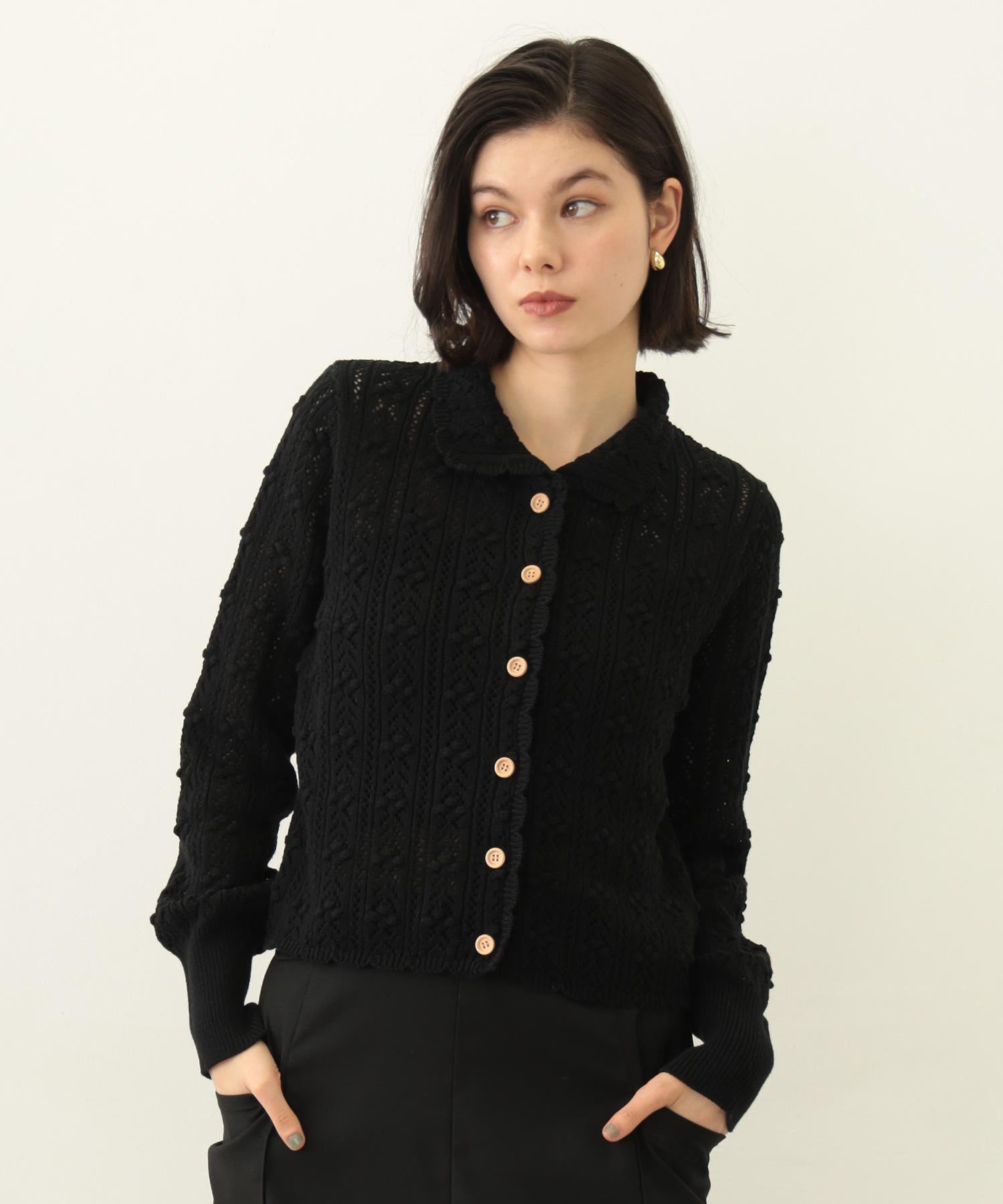 OPENWORK KNIT CARDIGAN