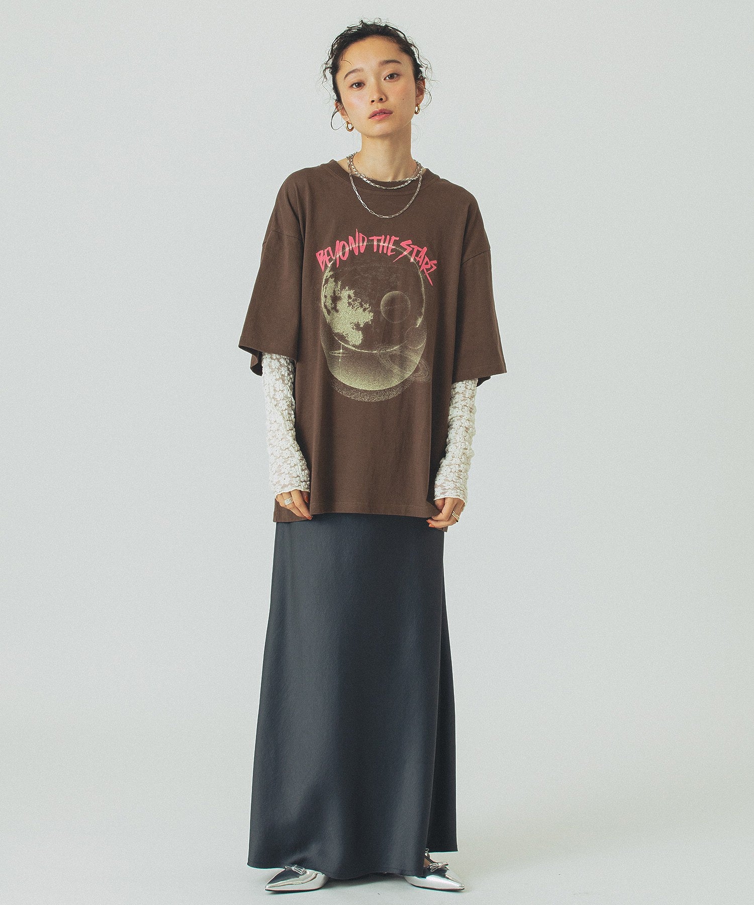CREOLME/SATIN LONG SKIRT