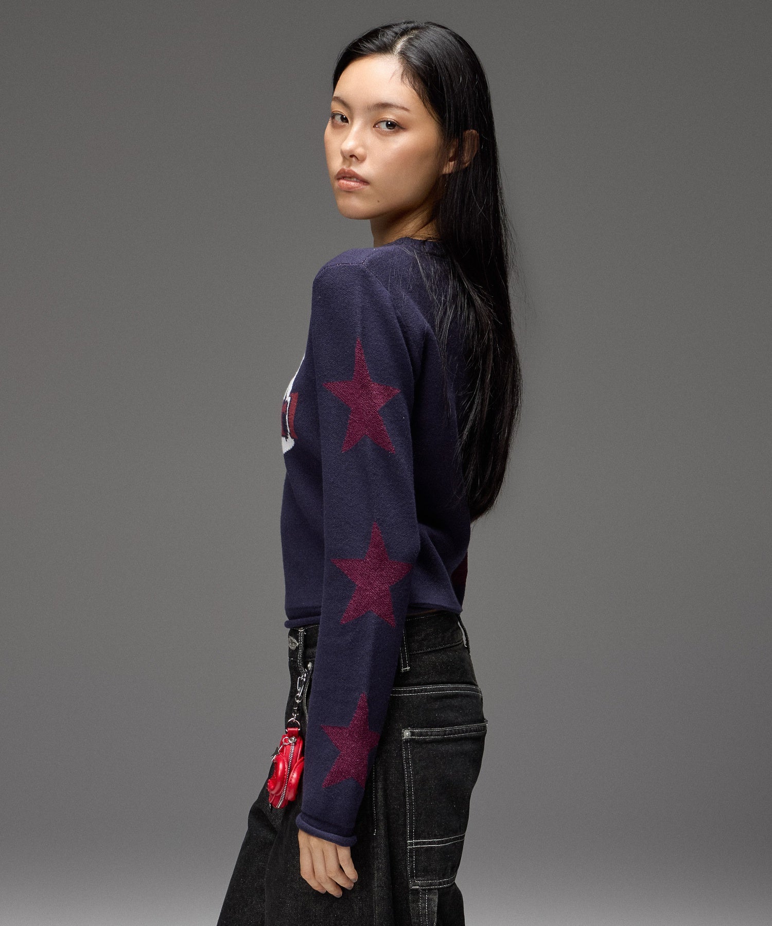 EMBLEM LOGO JACQUARD COMPACT KNIT TOP