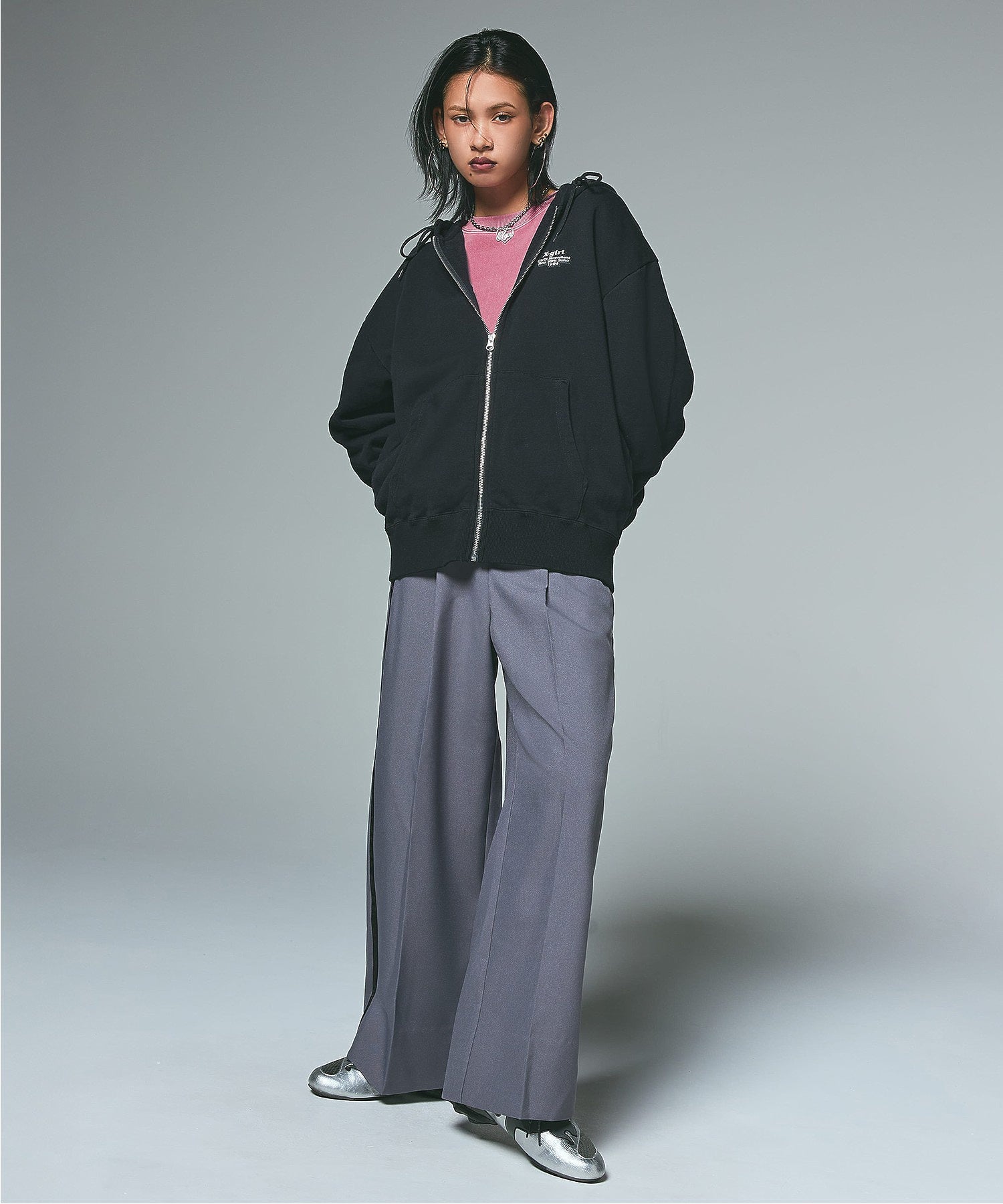 MIX LOGO & FACE FADED CREWNECK SWEAT TOP