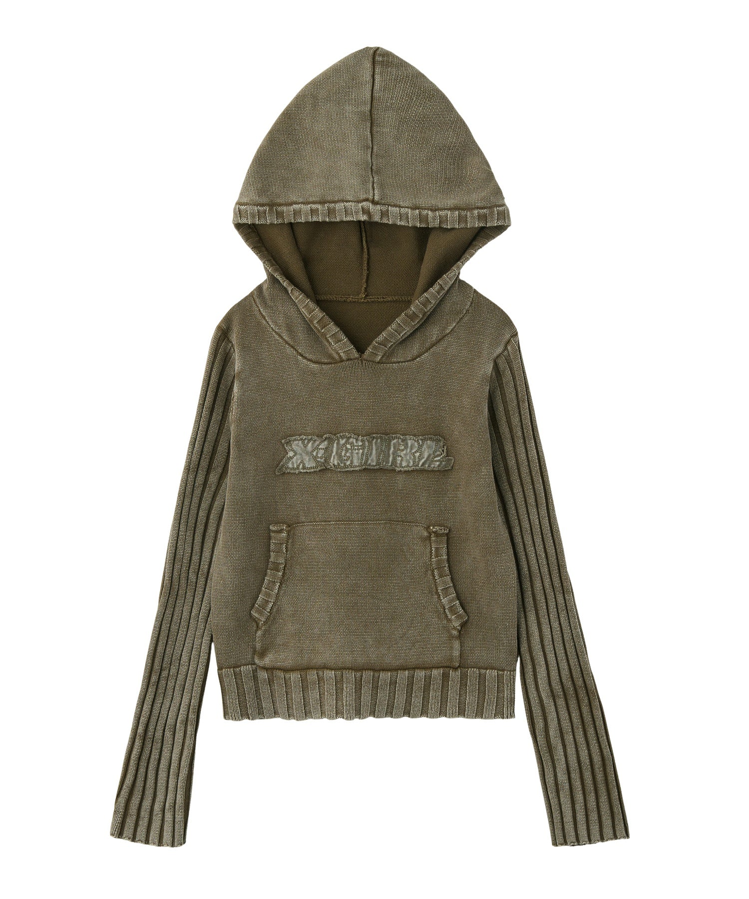 FADED WOVEN MIX KNIT HOODIE