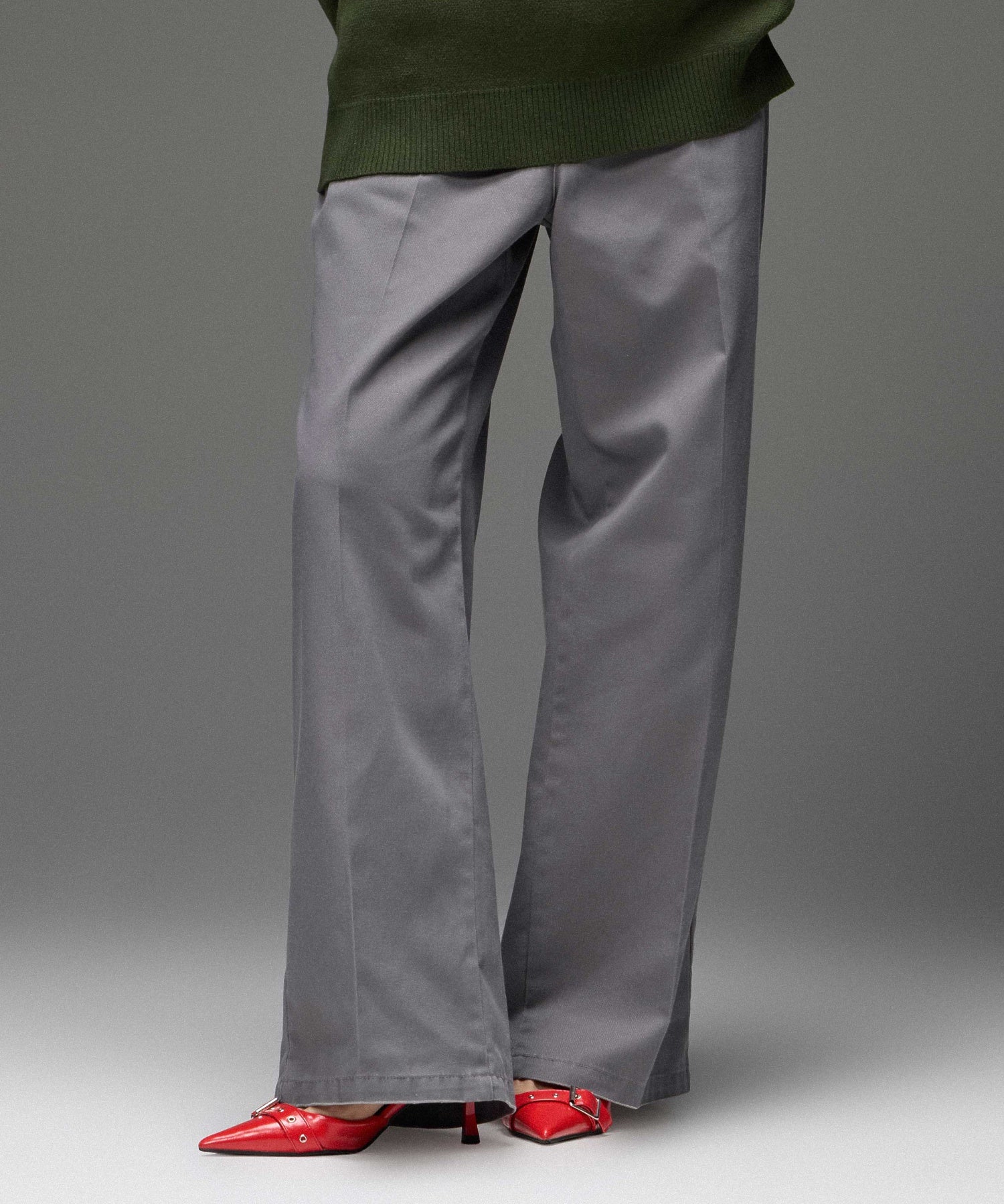 FACE LABEL FADED WIDE STRAIGHT EASY PANTS