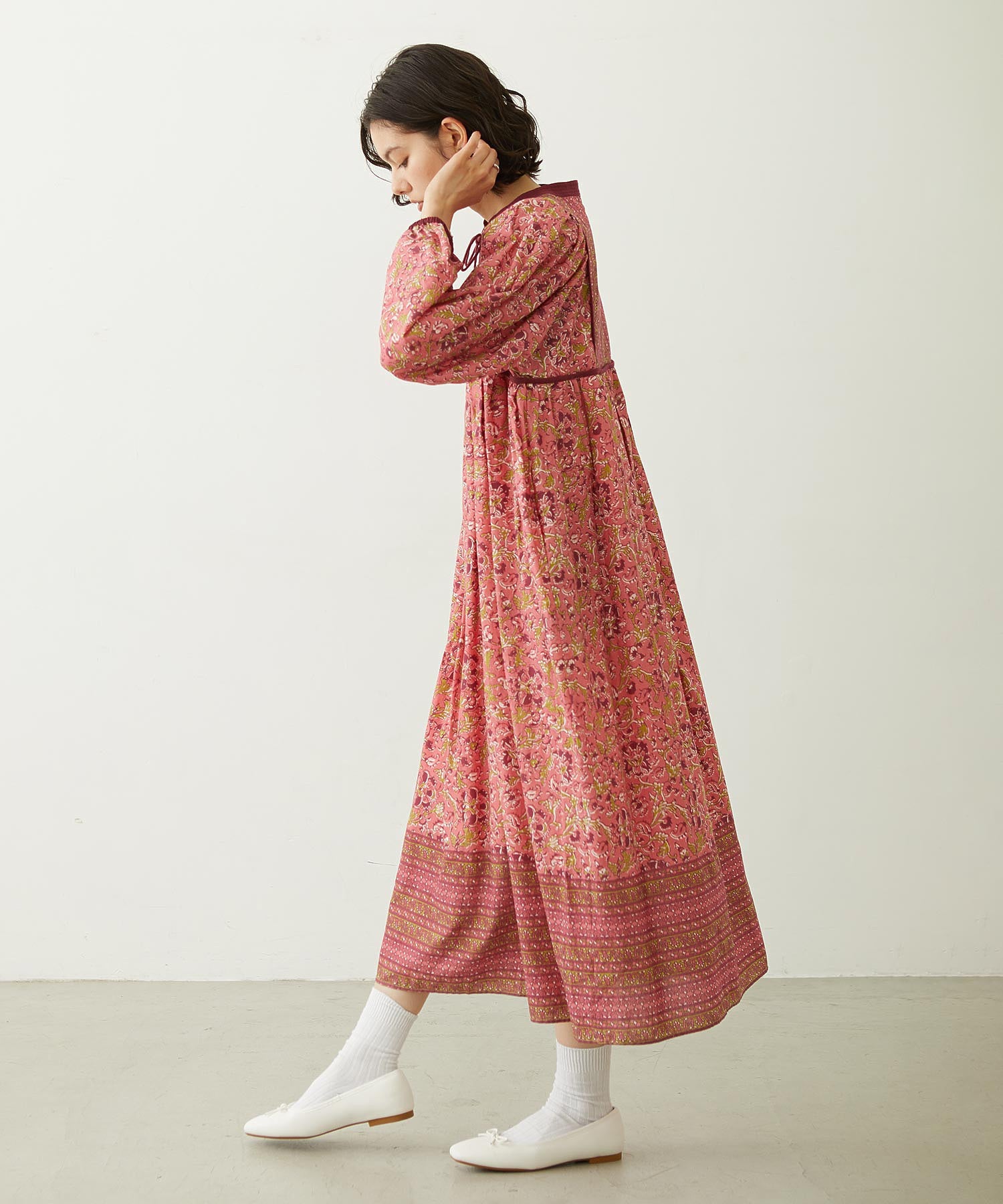 PRINTED TASSEL TIE DRESS