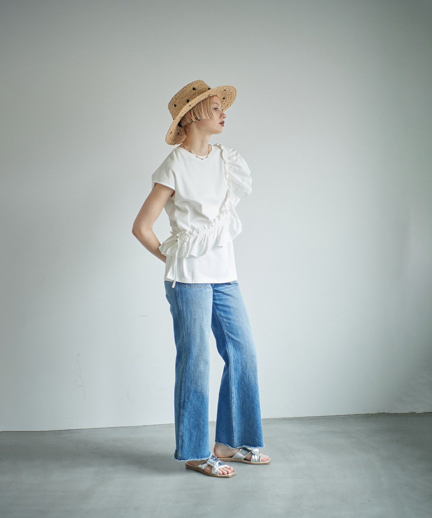 2WAYフリルドッキングカットソー