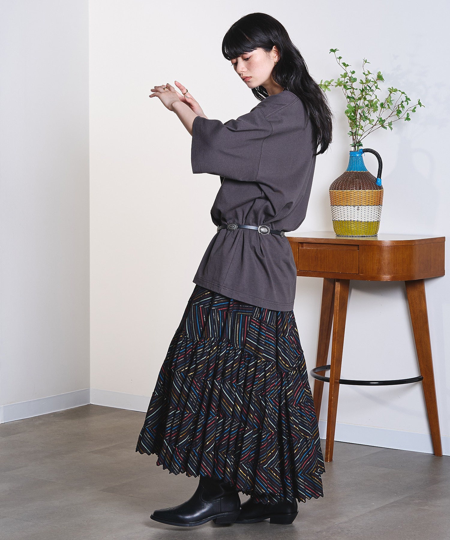 model:163cm 着用サイズ:L