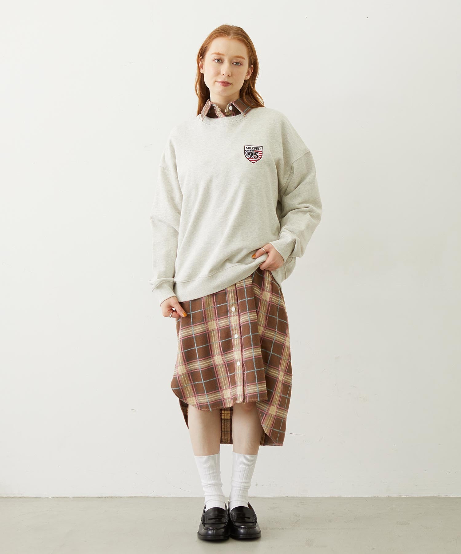 LOGO PLAID SHIRT DRESS