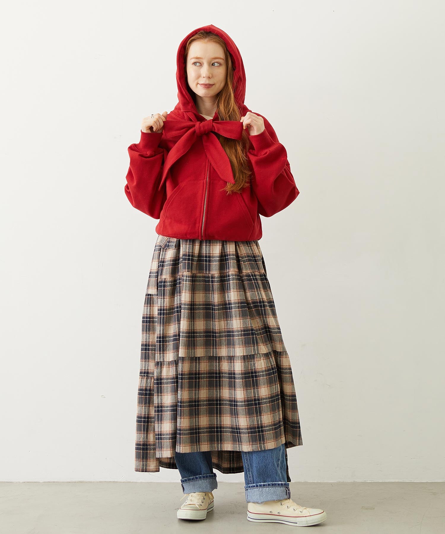 BIG RIBBON SWEAT ZIP HOODIE