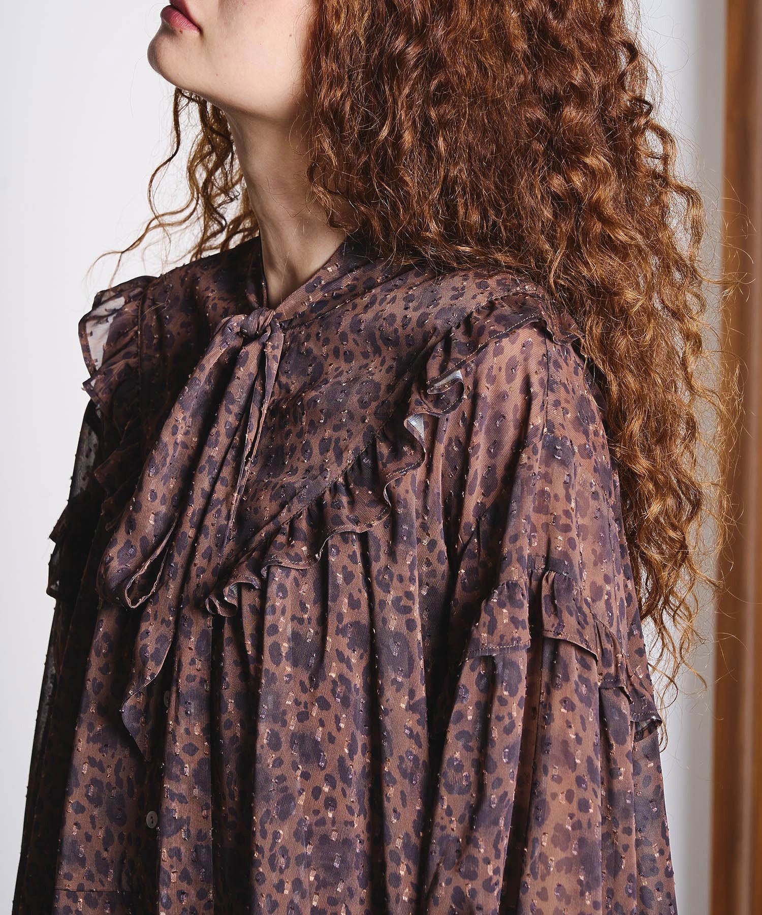 PRINTED BOW TIE BLOUSE