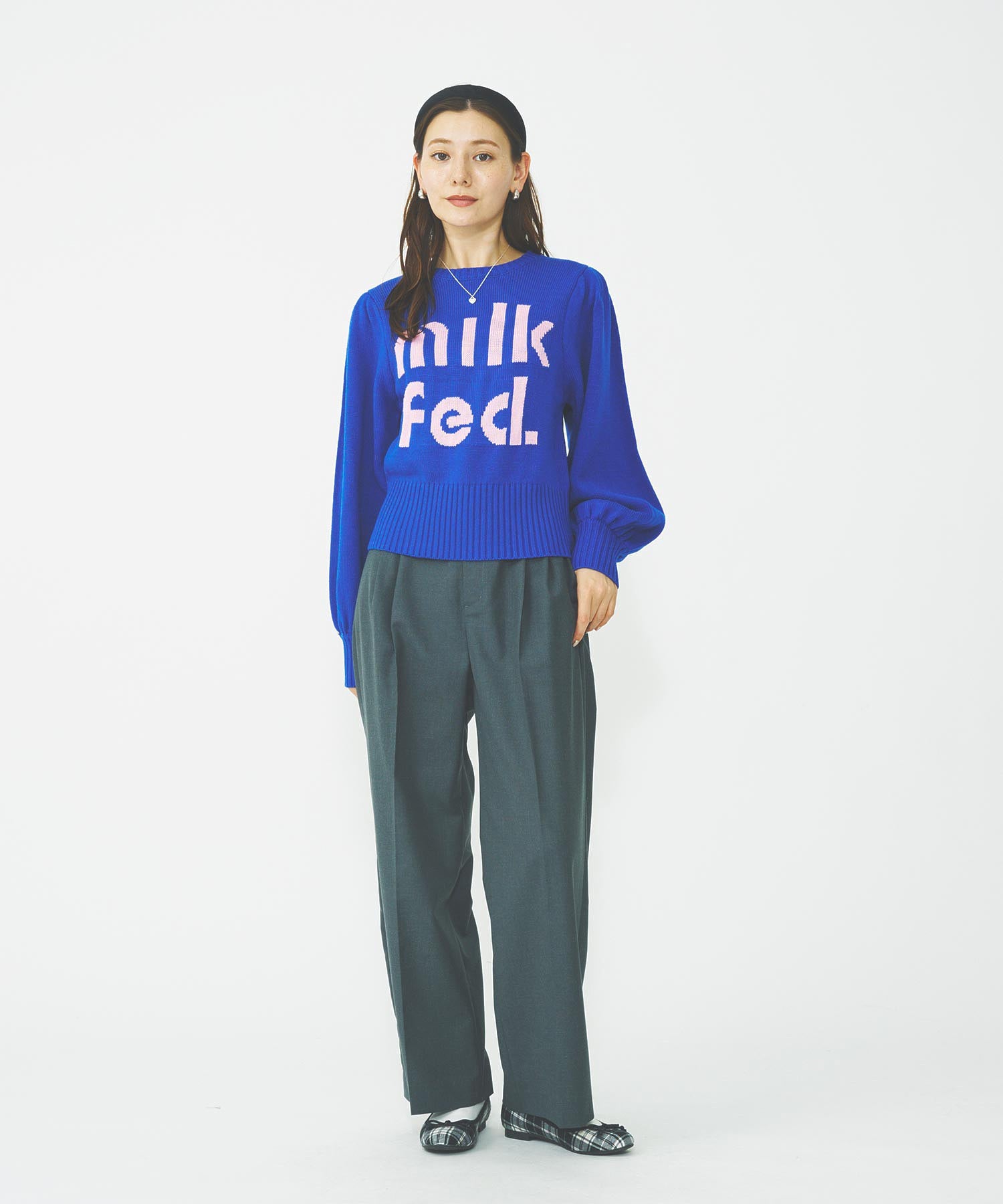 MILKFED LOGO KNIT TOP