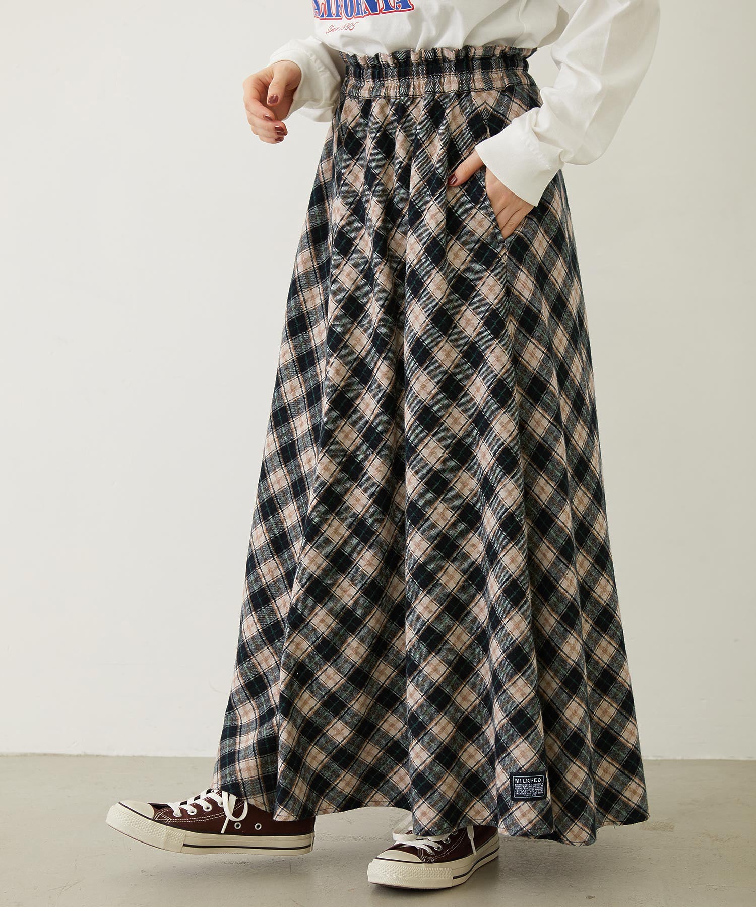 FLARE PLAID SKIRT