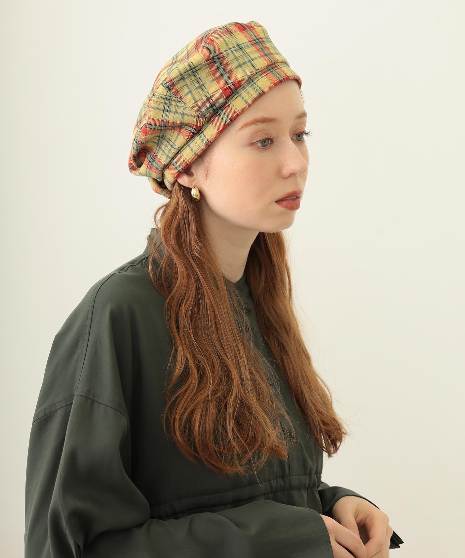 LOGO PLAID BERET