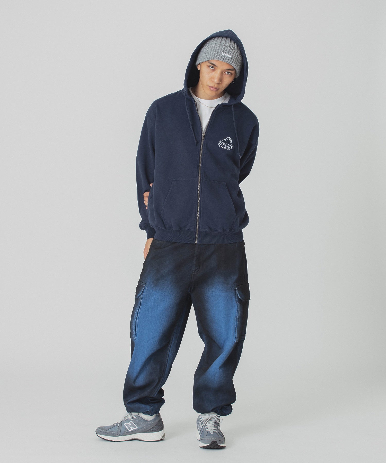 BACKSIDE SLANTED OG ZIP HOODED SWEATSHIRT