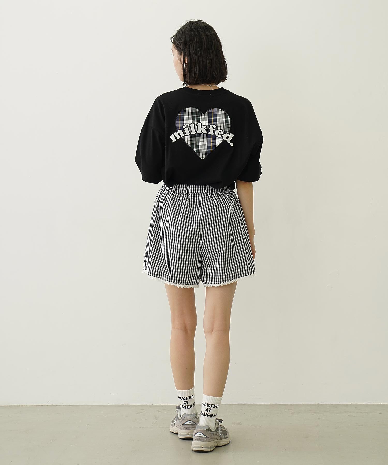 PLAID HEART WIDE S/S TEE