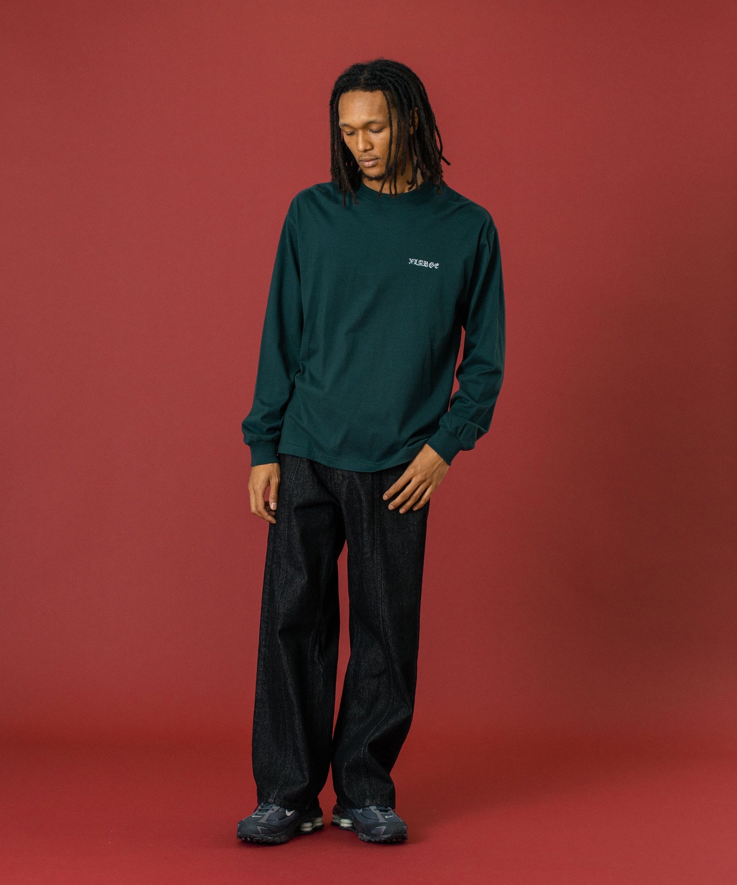 PANELED DENIM PANTS