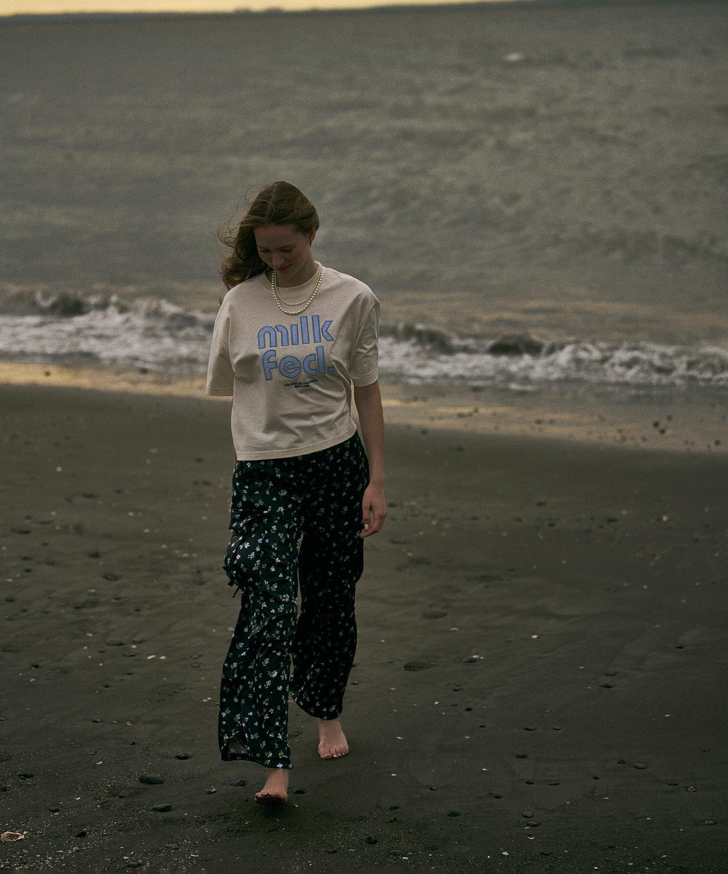 CUT OUT LOGO GINGHAM WIDE S/S TEE