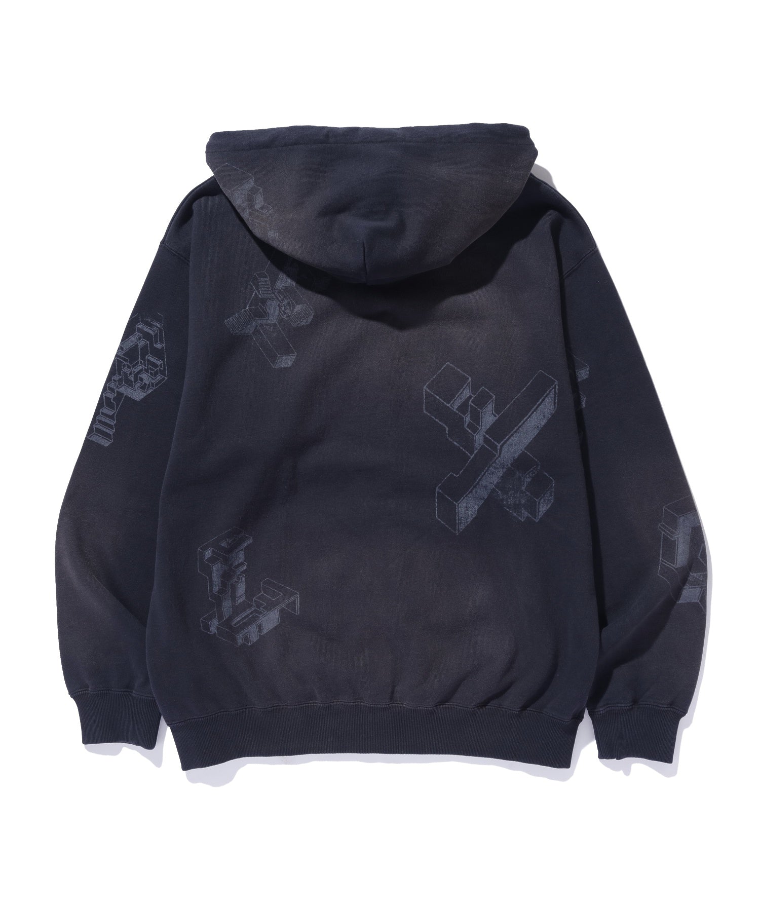 GEOMETRIC ZIP UP HOODED SWEATSHIRT