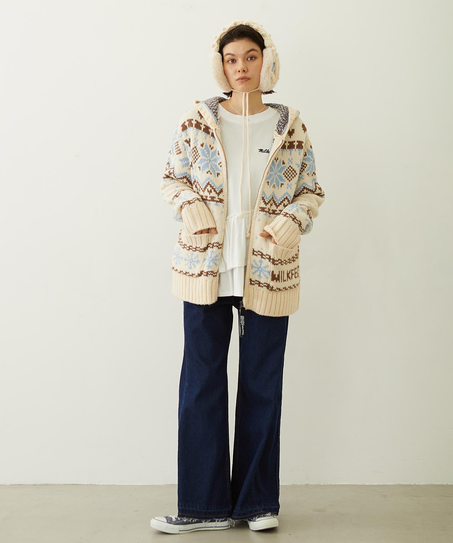 SNOW PATTERN COWICHAN KNIT JACKET