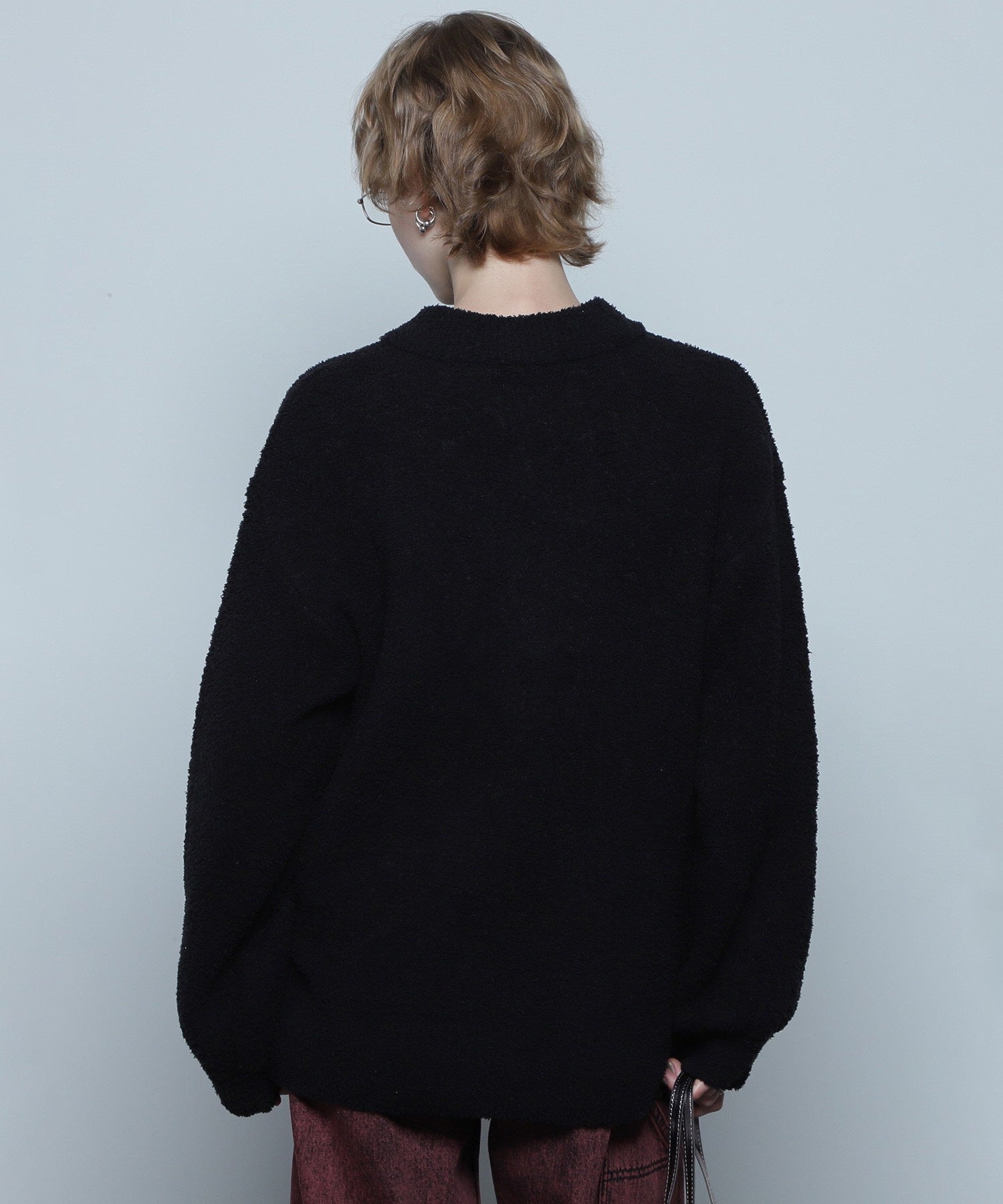 コンチョボタン モコモコ ヘンリーネックトップス