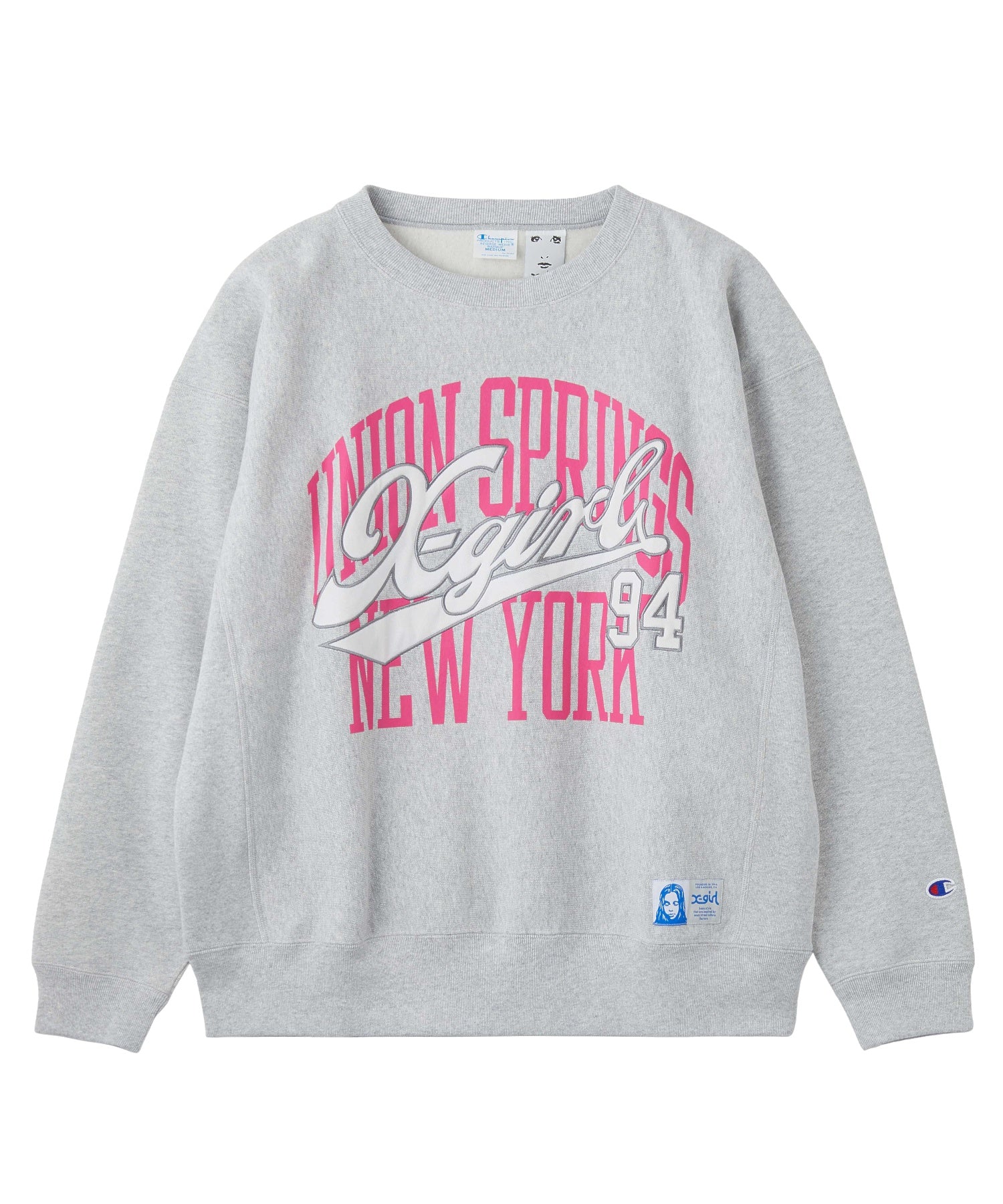 X-girl x Champion REVERSE WEAVE® PRINT AND PATCHED LOGO SWEATSHIRT