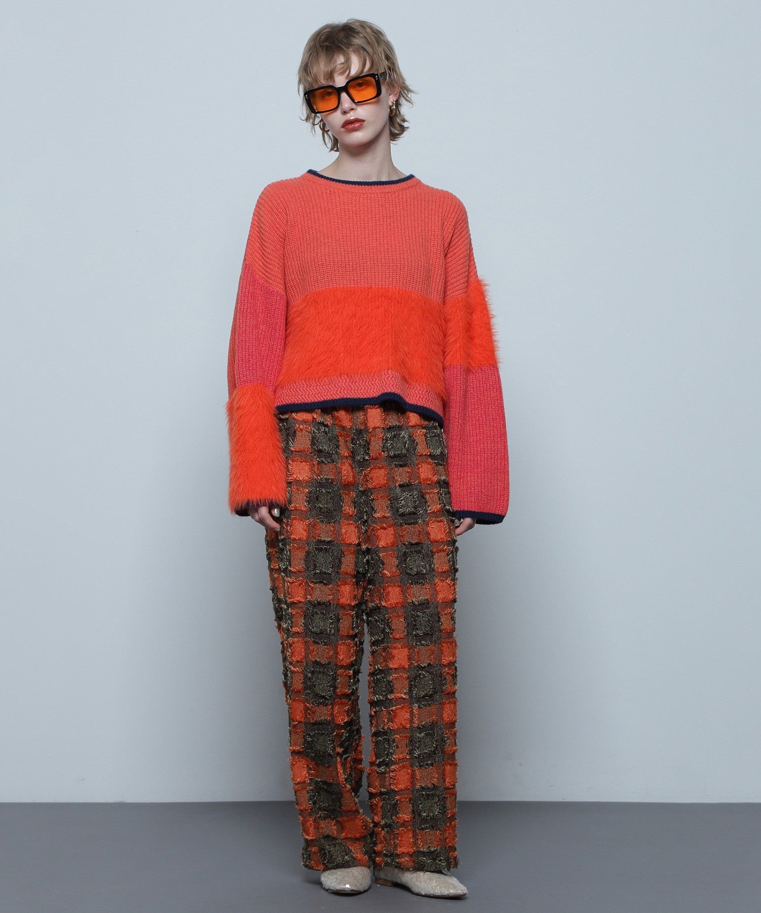 チェックイージーパンツ