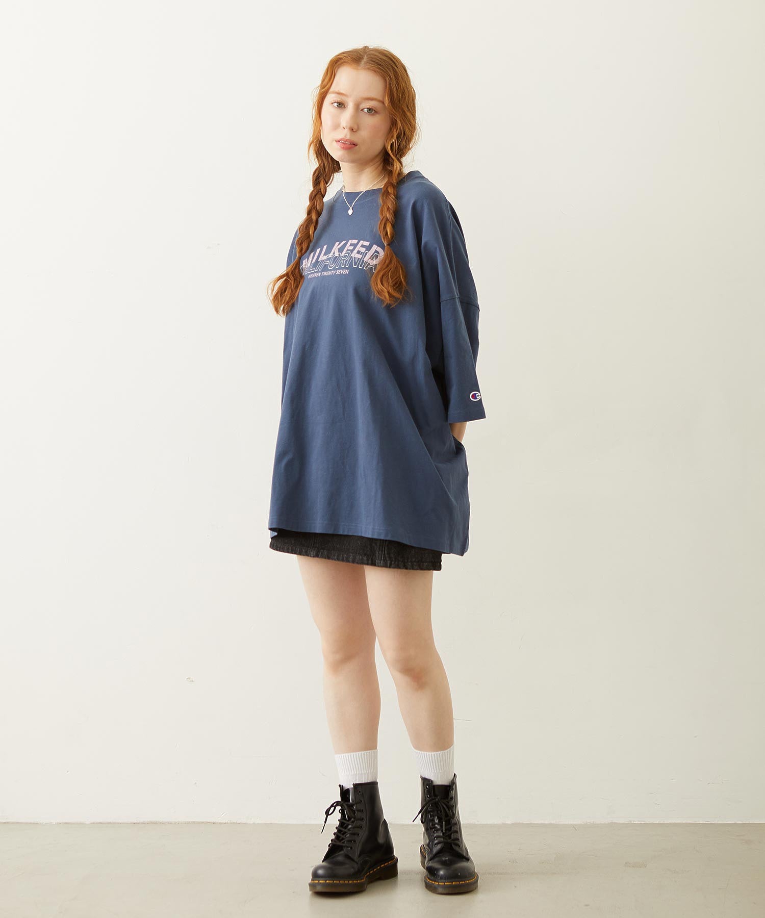 MILKFED.×CHAMPION LAYER LOGO BIG TEE
