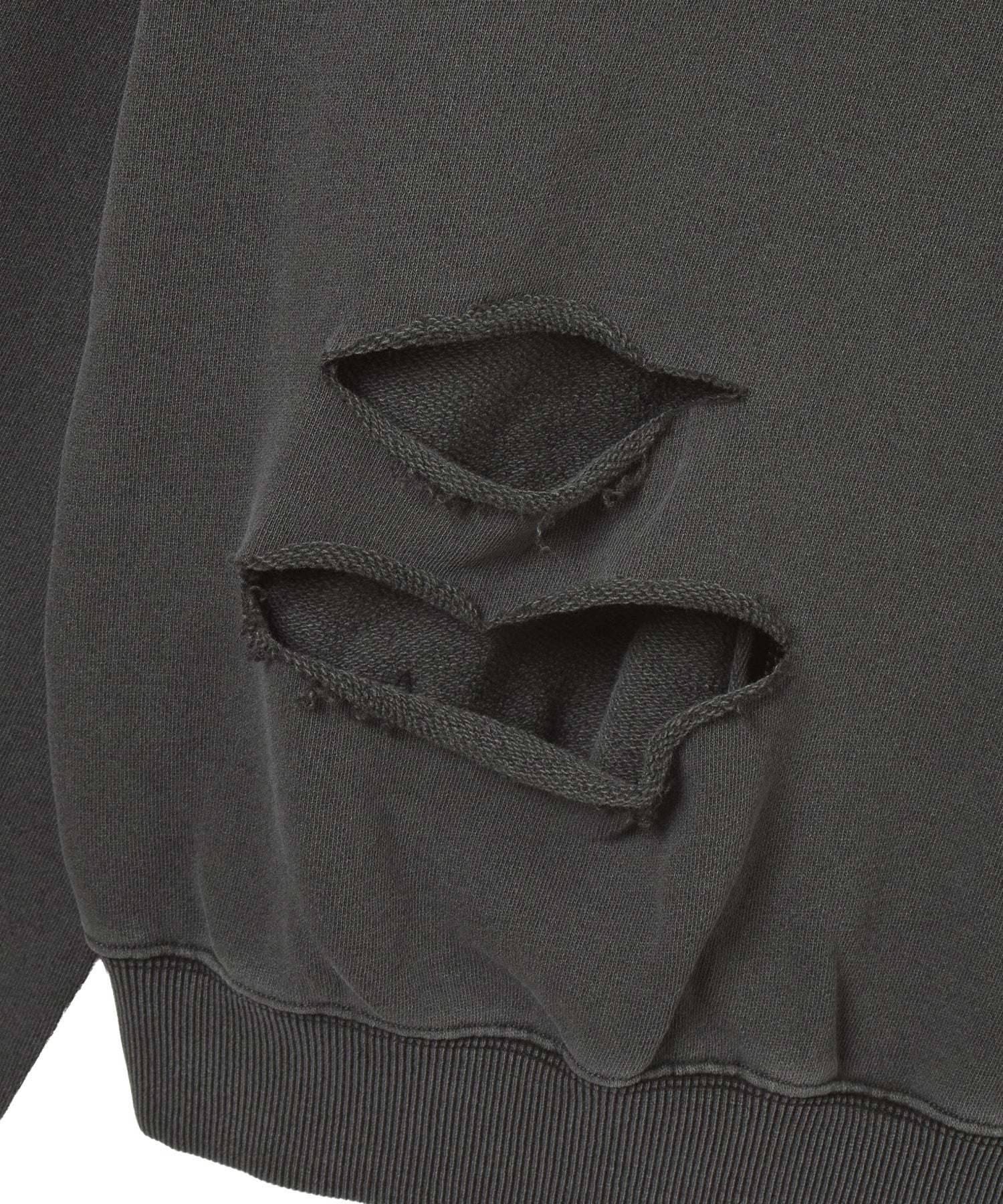 DISTRESSED ZIP UP SWEAT HOODIE