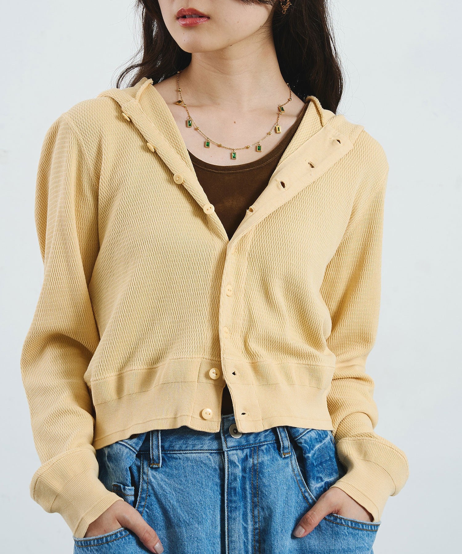 【ROSE BUD別注】FAITH COTTON THERMAL HODDIE CARDIGAN