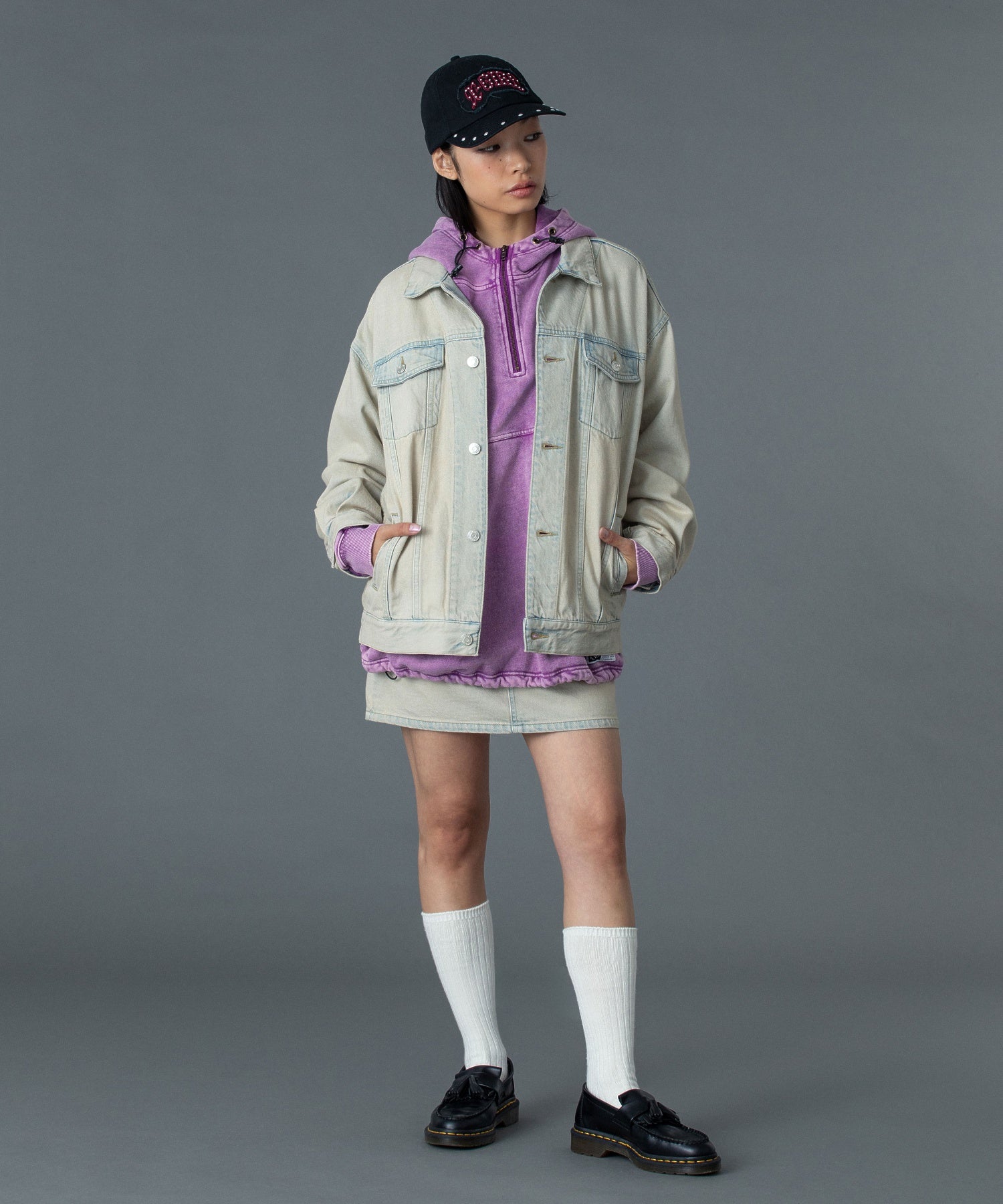 FADED FACE LABEL ANORAK SWEAT HOODIE