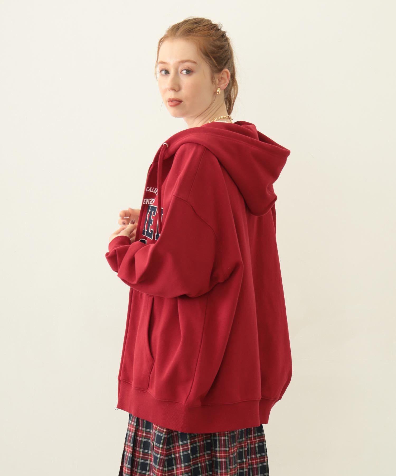 COLLEGE PATCH ZIP UP HOODIE