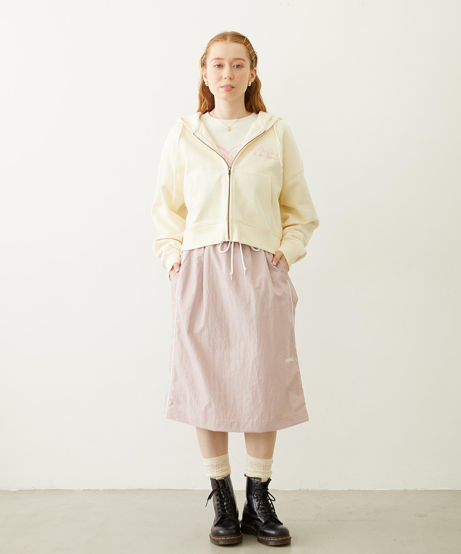 RHINESTONE LOGO SHORT ZIP UP HOODIE