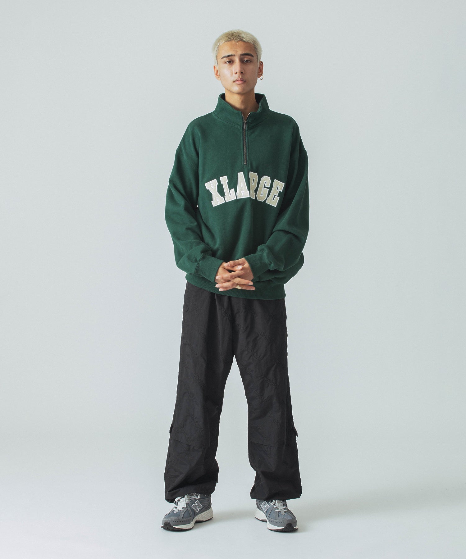 ALLOVER LOGO PATTERN EMBROIDERED NYLON PANTS