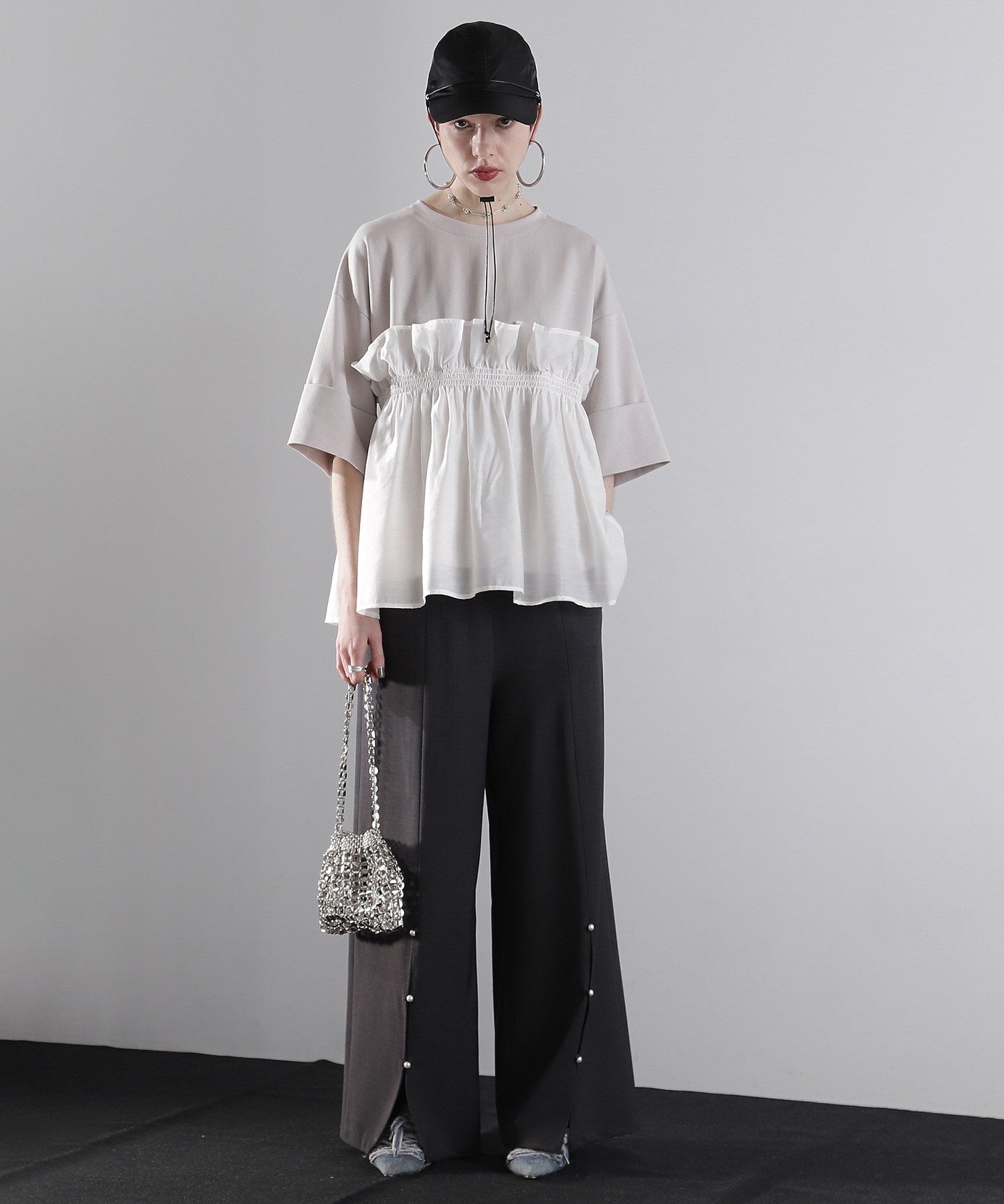 ドッキングフリルカットソー