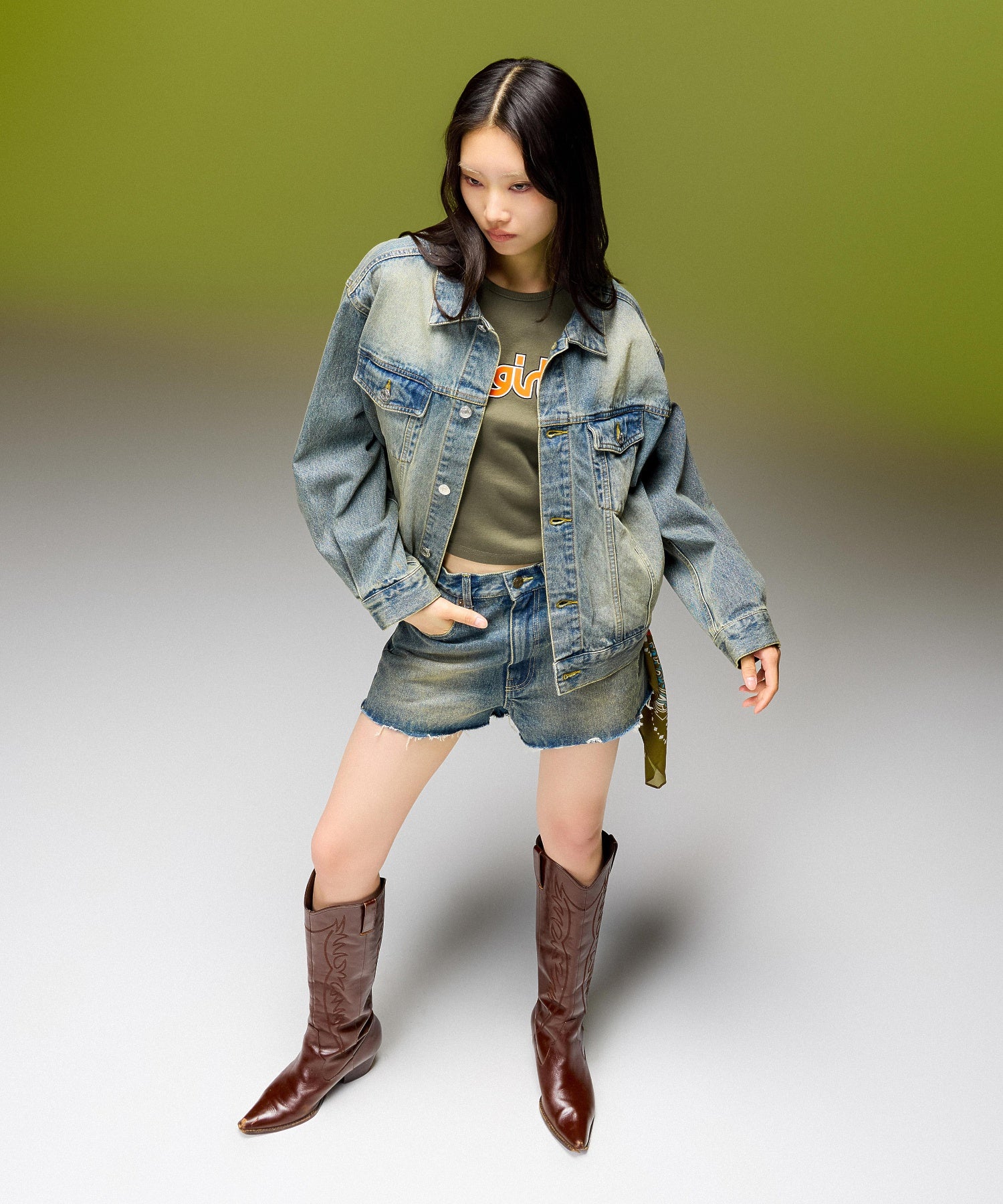 LOGO MARK STITCHED DENIM JACKET