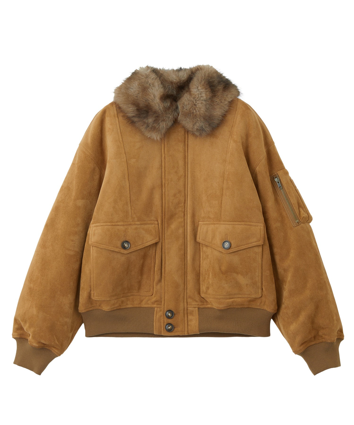 DETACHABLE FAUX FUR COLLAR PATCHED LOGO JACKET