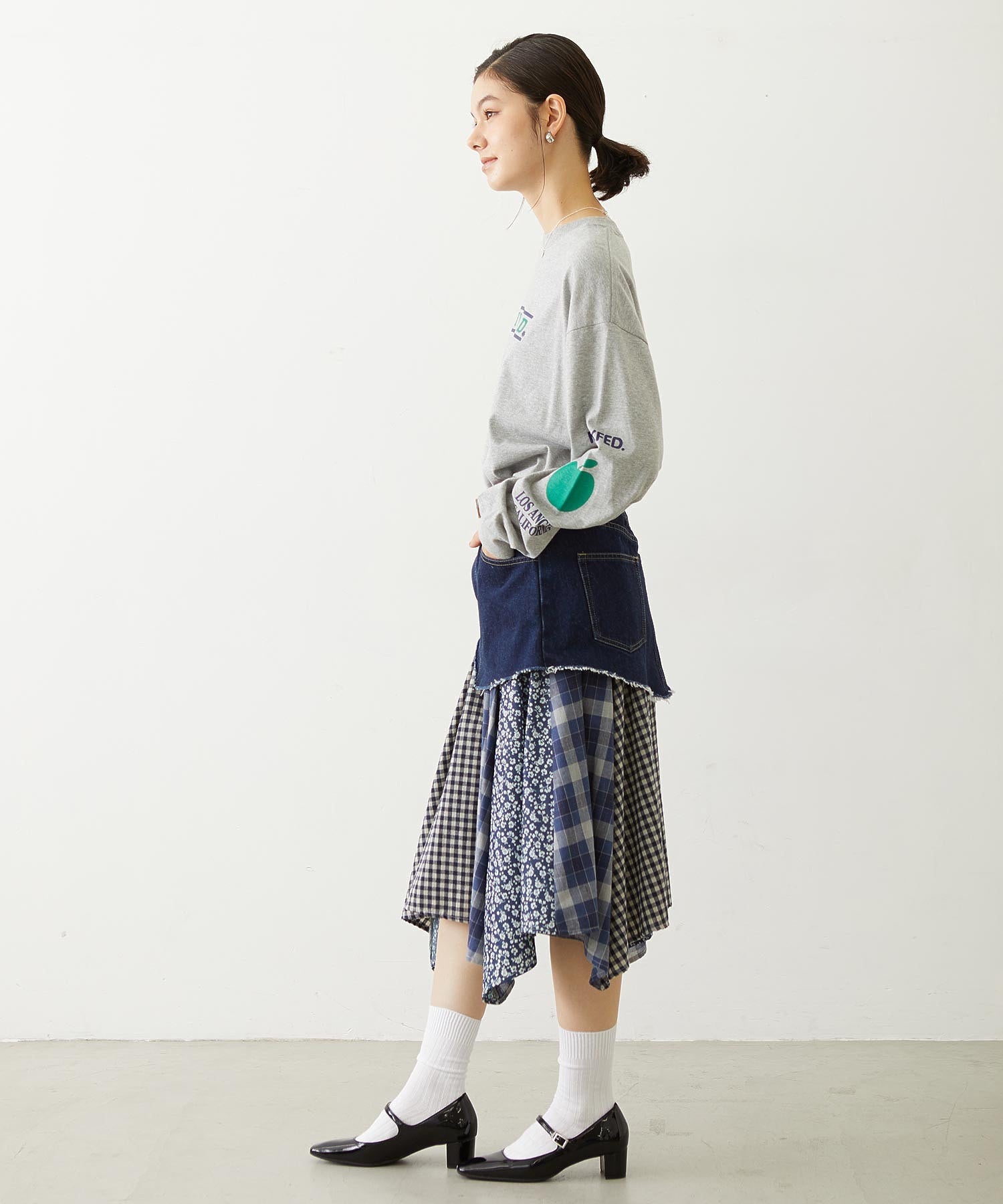 PATCHWORK OVERALL SKIRT