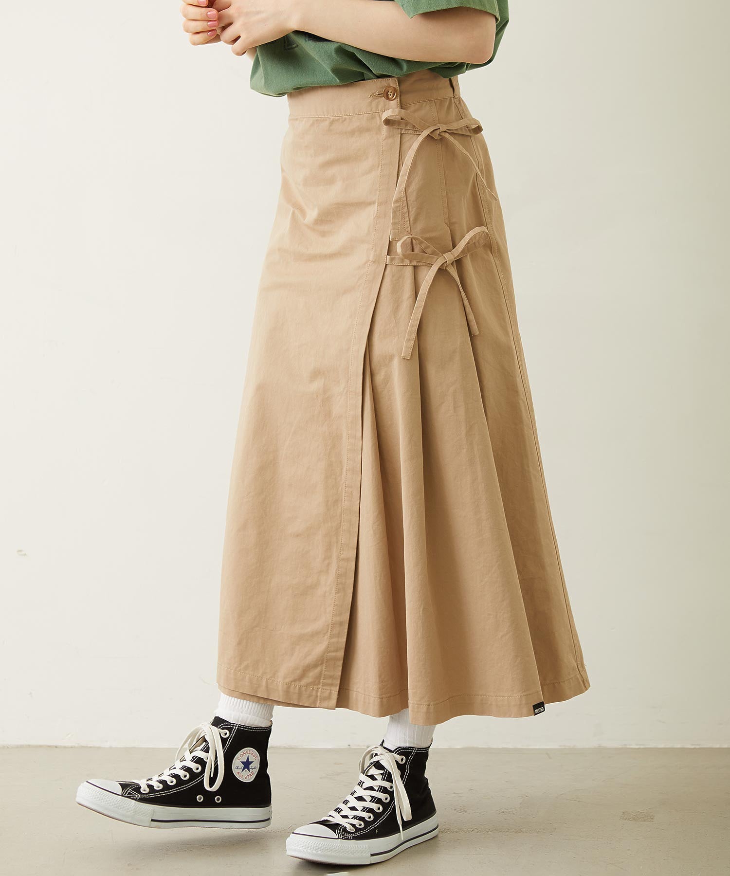 CHINO TUCK LONG SKIRT