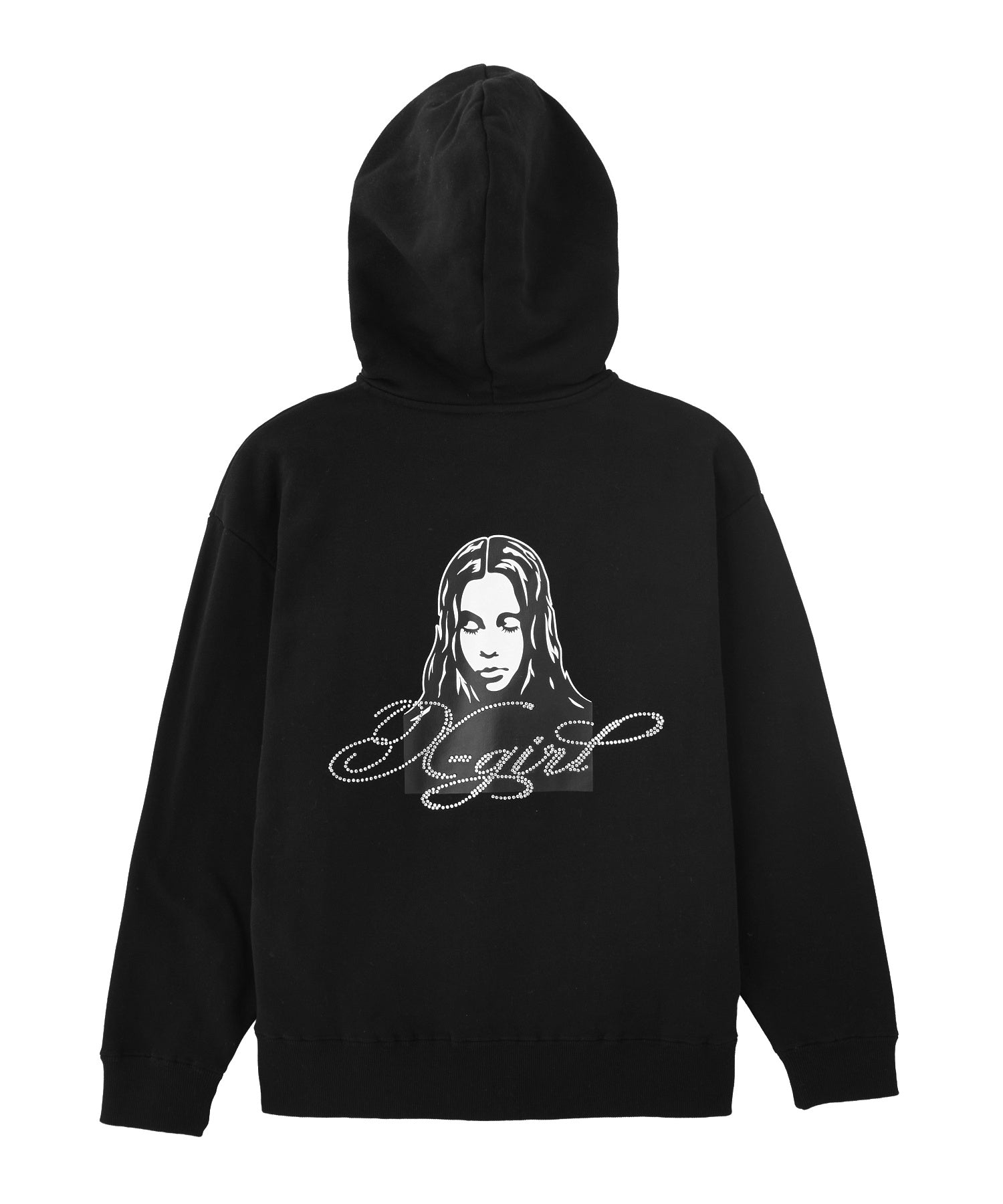 RHINESTONE LOGO AND FACE ZIP UP SWEAT HOODIE