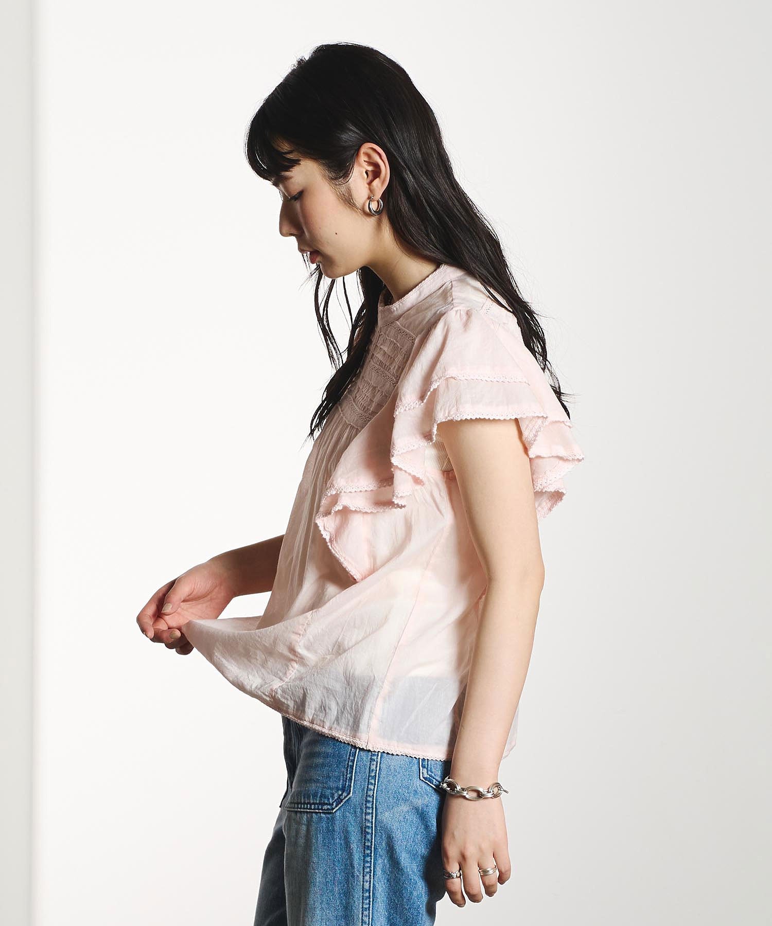 SLEEVE FRILL BLOUSE