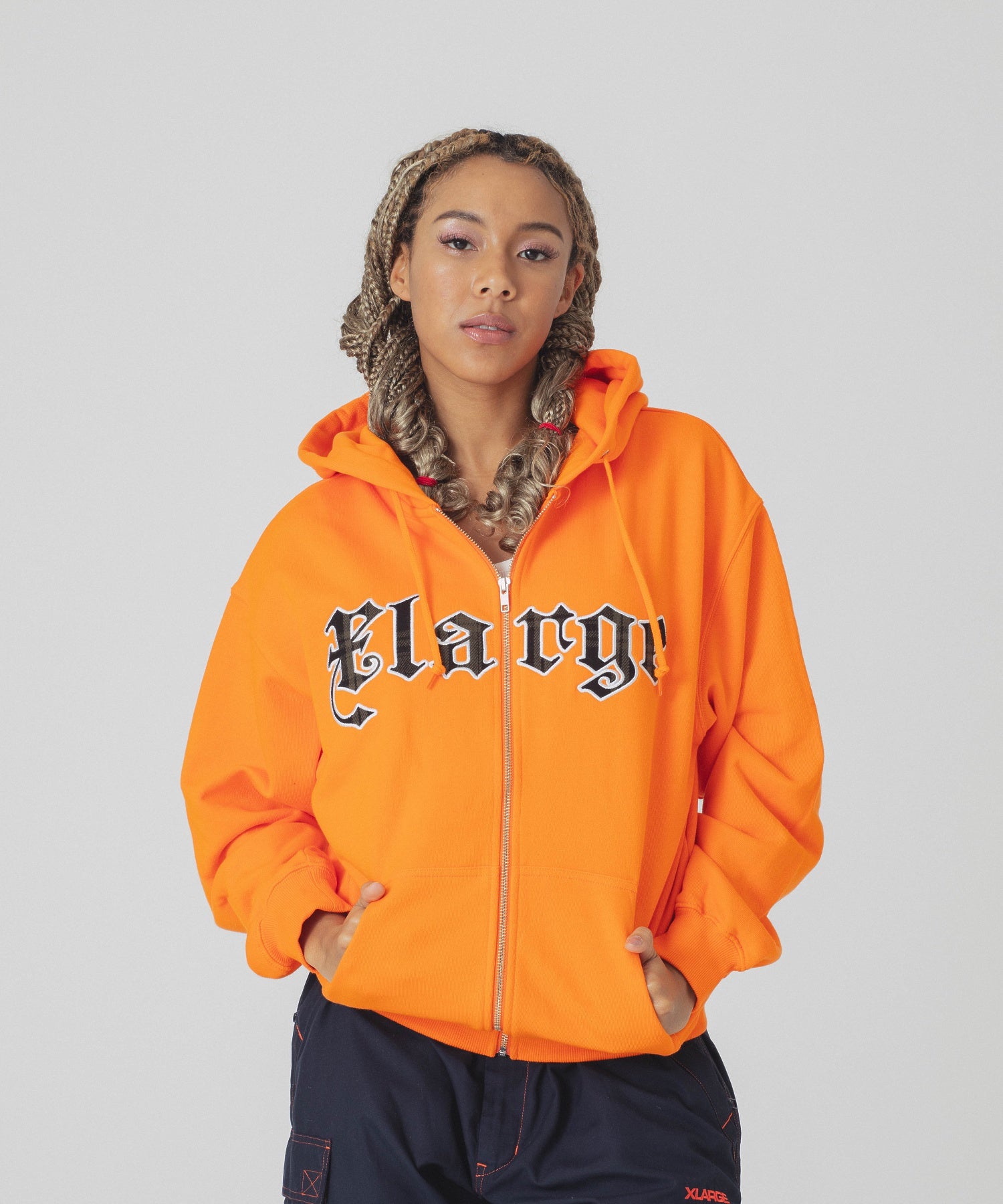 PATCHED LOGO ZIP UP HOODIE SWEATSHIRT