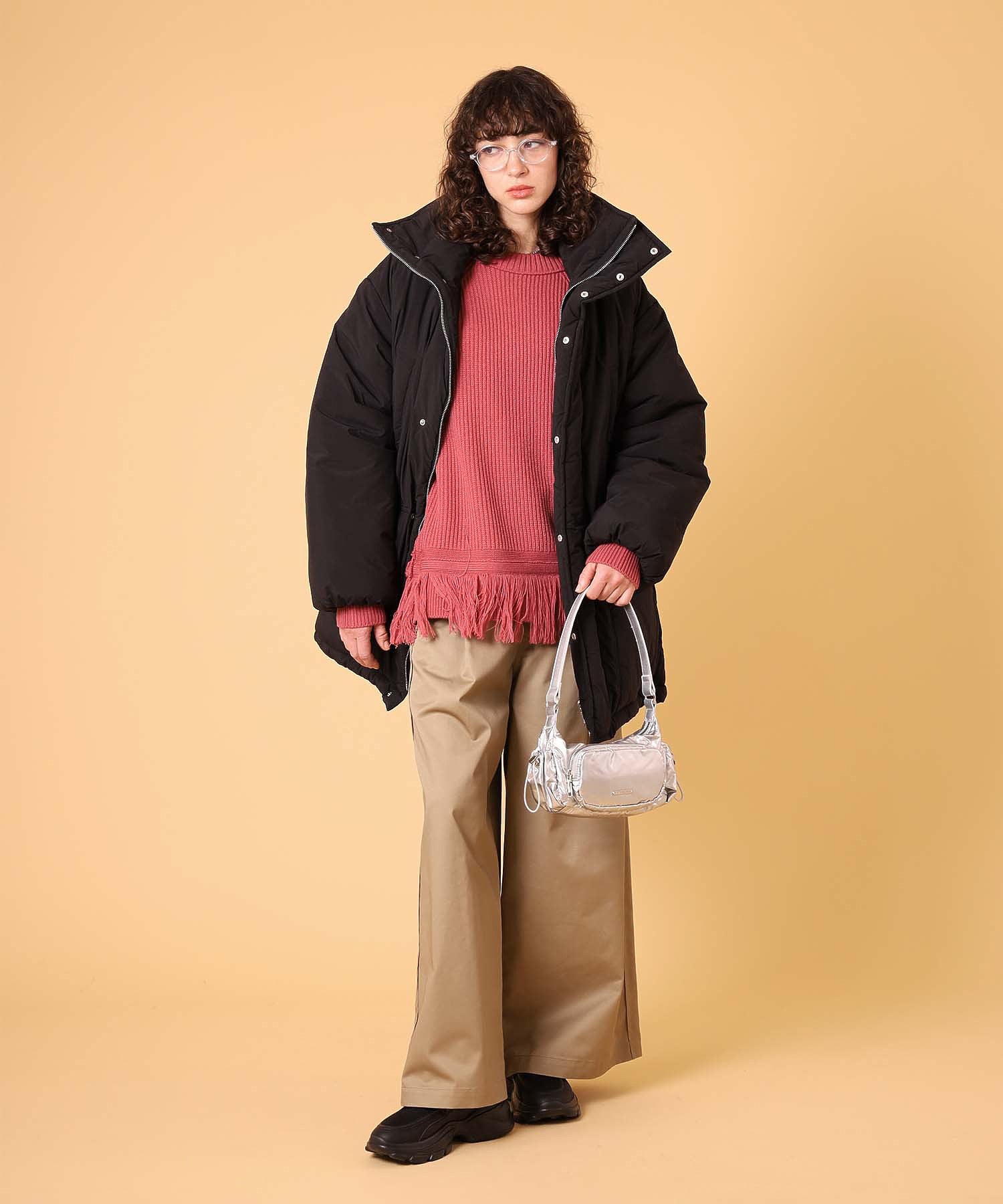 オーバーサイズフリンジニットプルオーバー